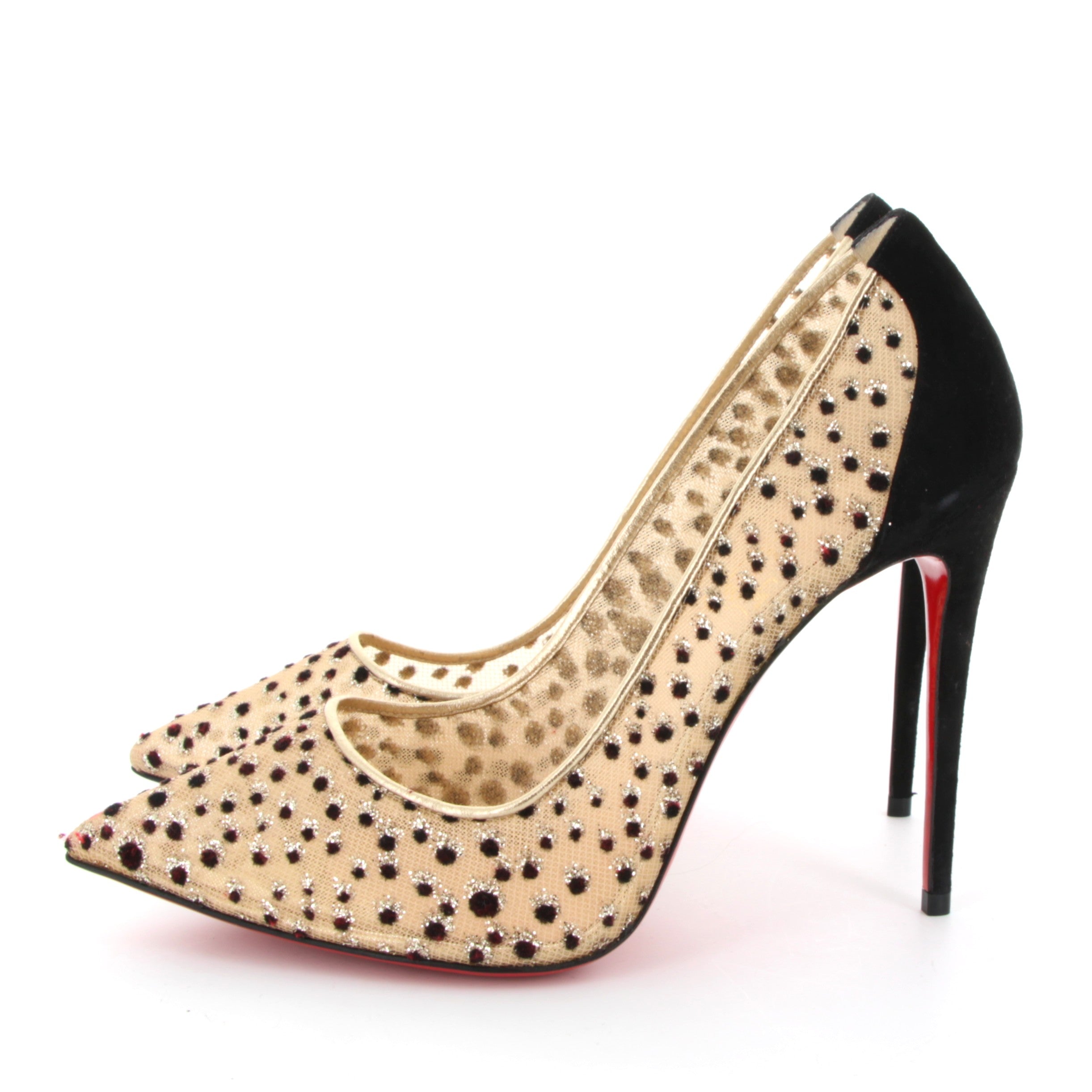 CHRISTIAN LOUBOUTIN Beige Polka dot mesh heels