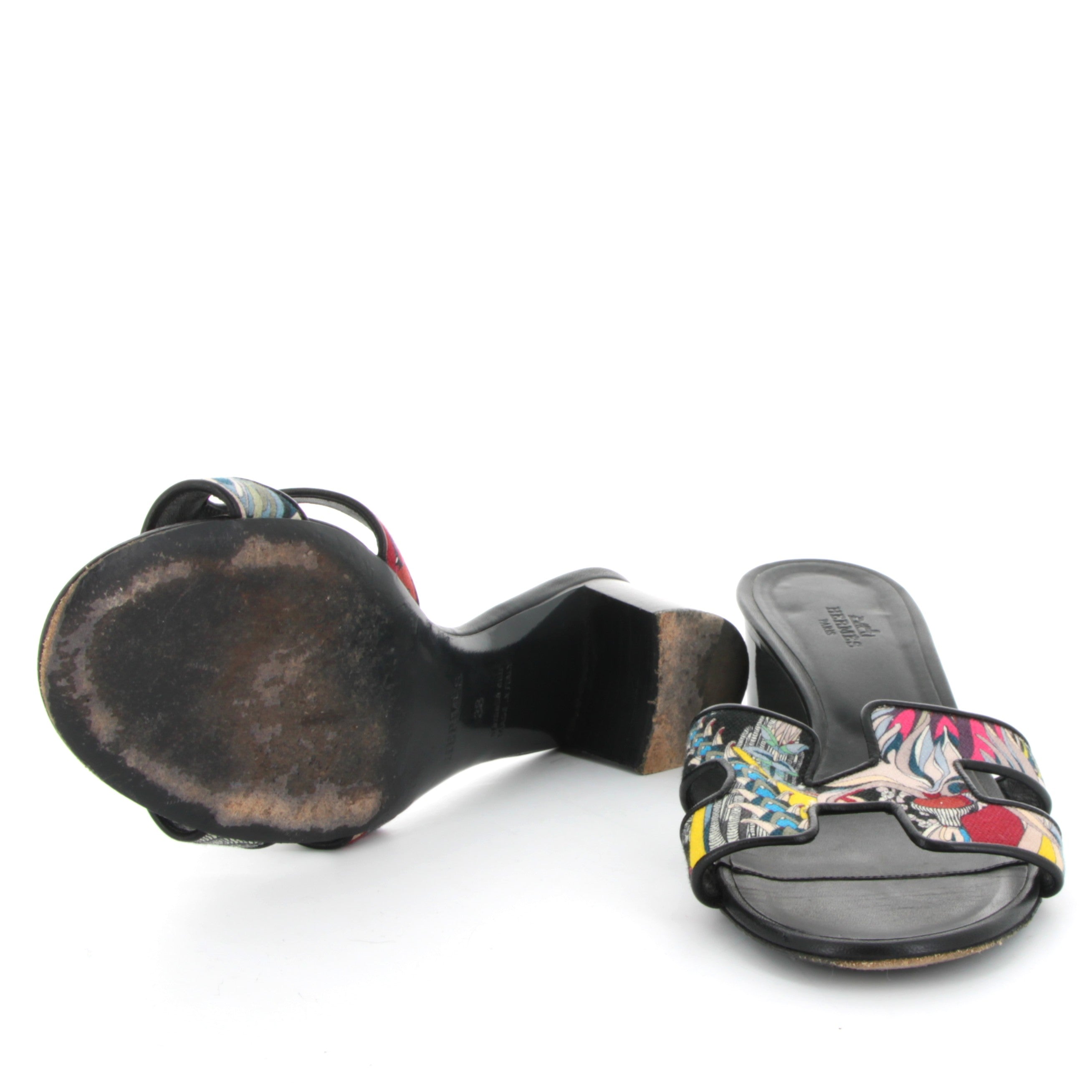 HERMES Oasis sandals Noir multicolour print