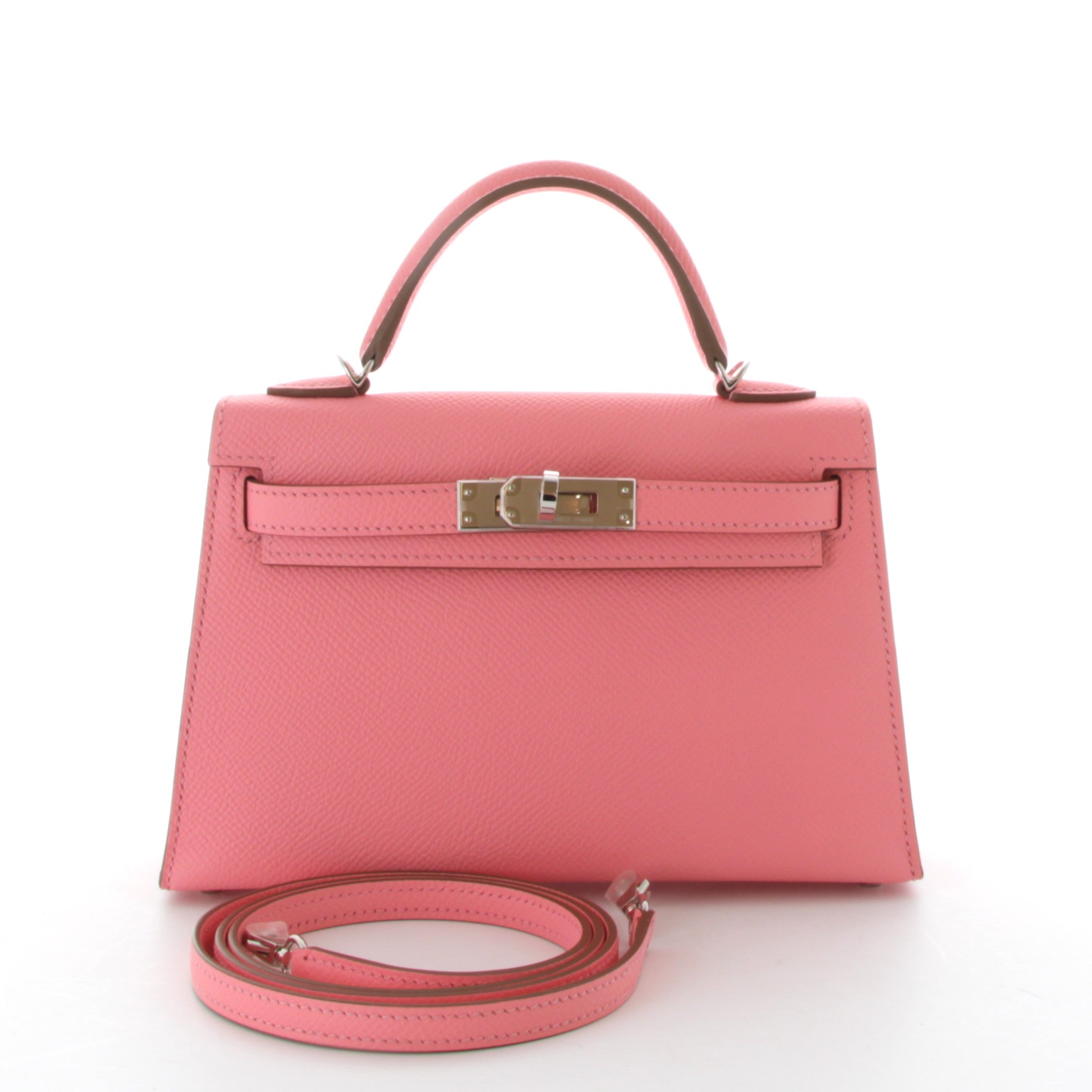 HERMES Kelly 20 Rose Confetti Epsom Palladium Hardware