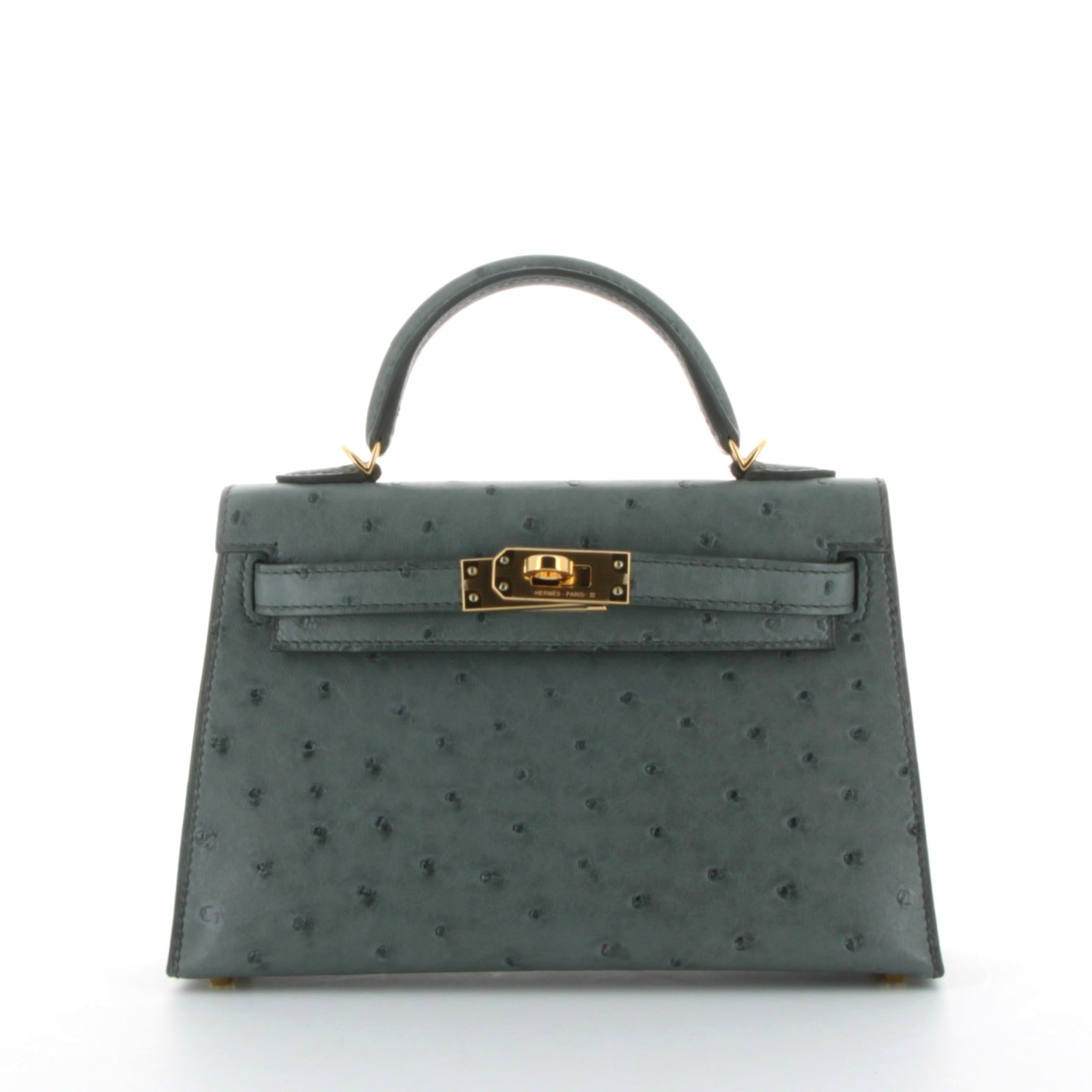 HERMES Kelly 20 Vert Amande Ostrich Gold Hardware