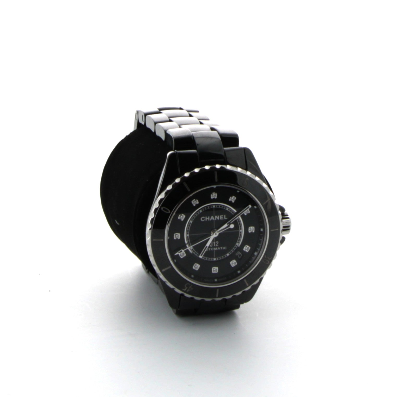 CHANEL J12 Automatic Black Steel Watch, 38 mm, 0.09-carat Diamond