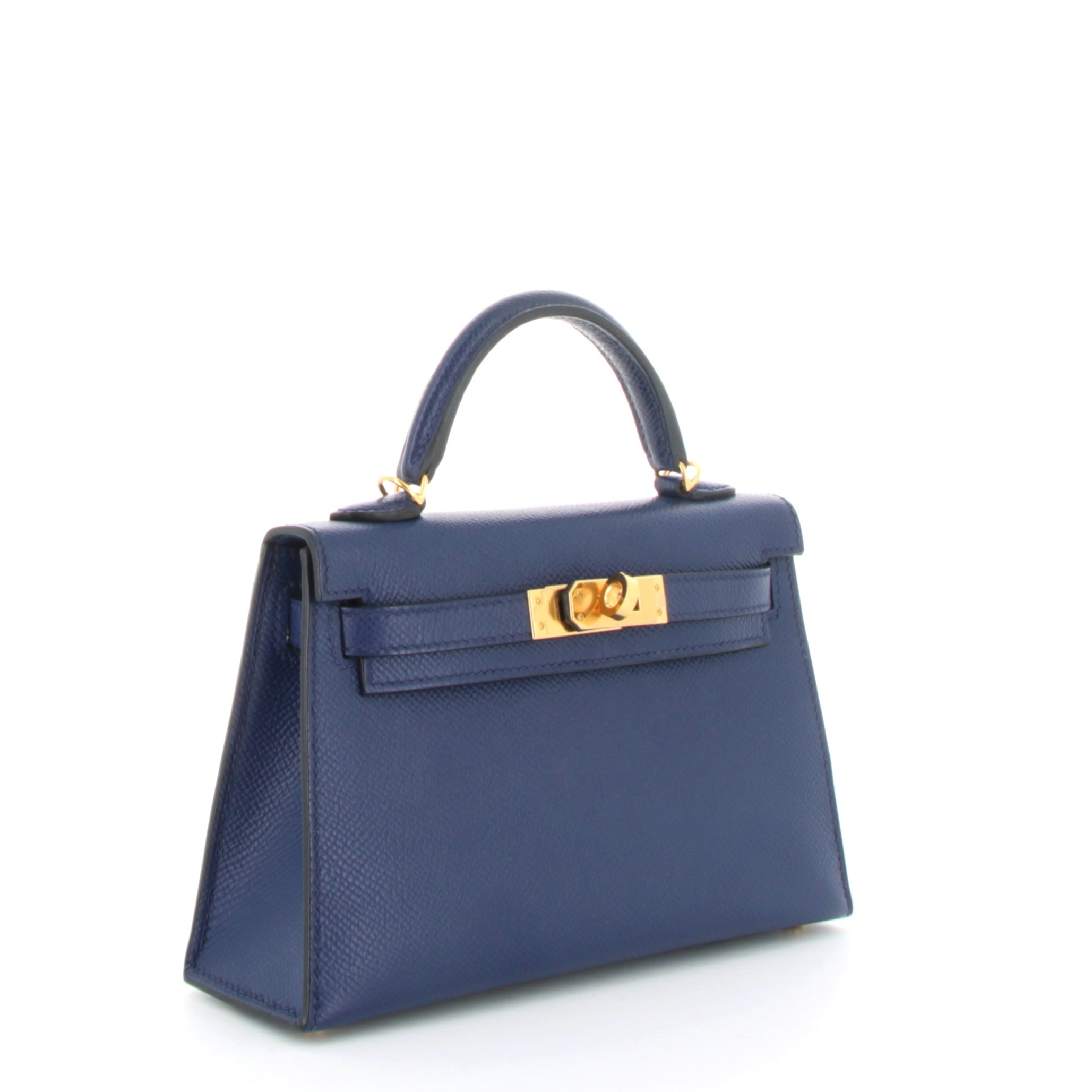HERMES Kelly 20 Bleu Saphire Epsom Gold Hardware