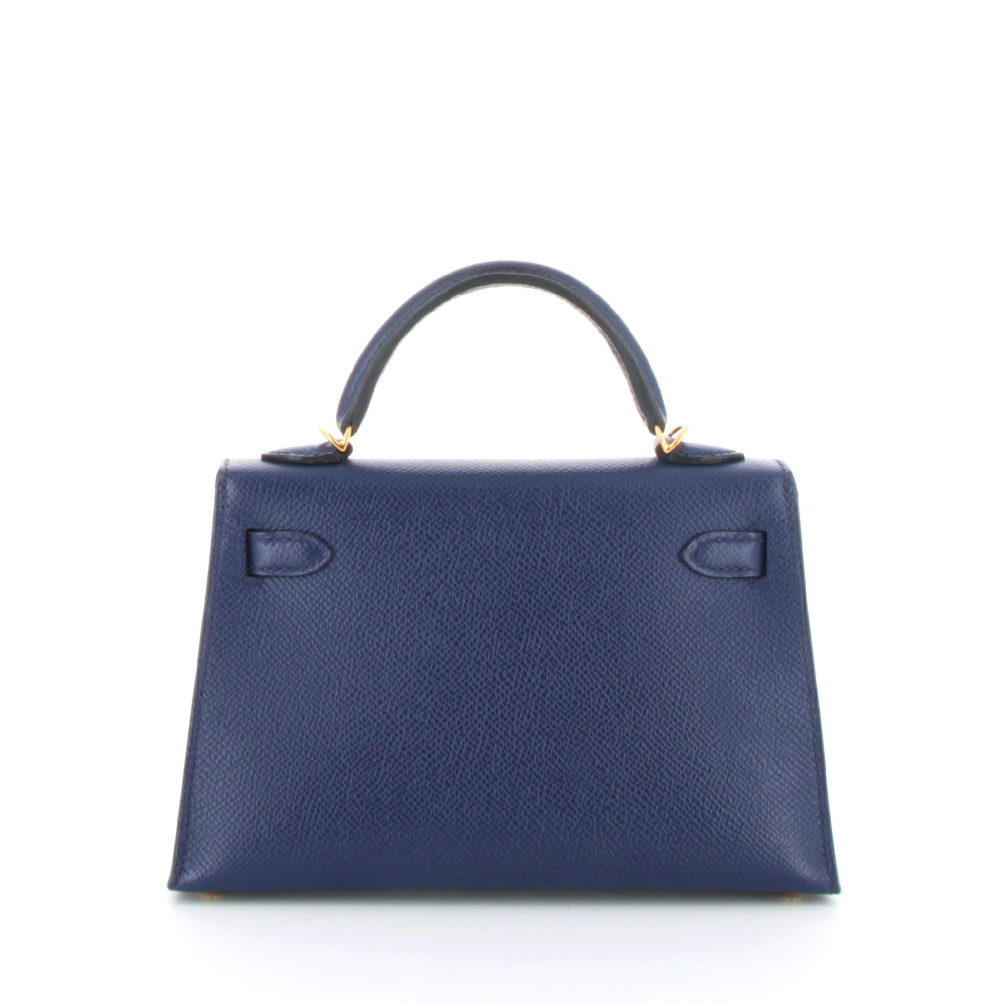 HERMES Kelly 20 Bleu Saphire Epsom Gold Hardware