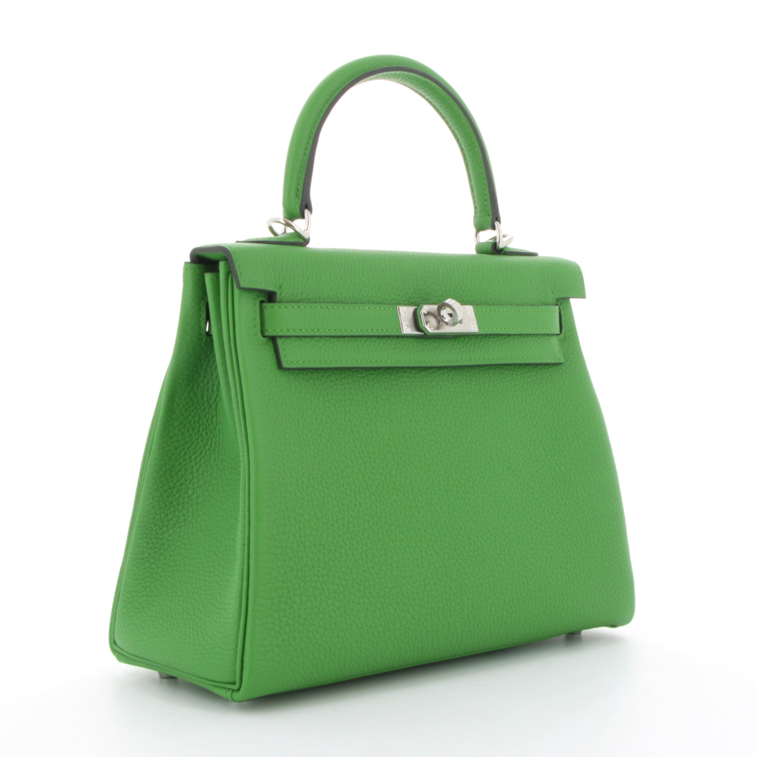 HERMES Kelly 25 Vert Yucca Togo Palladium hardware