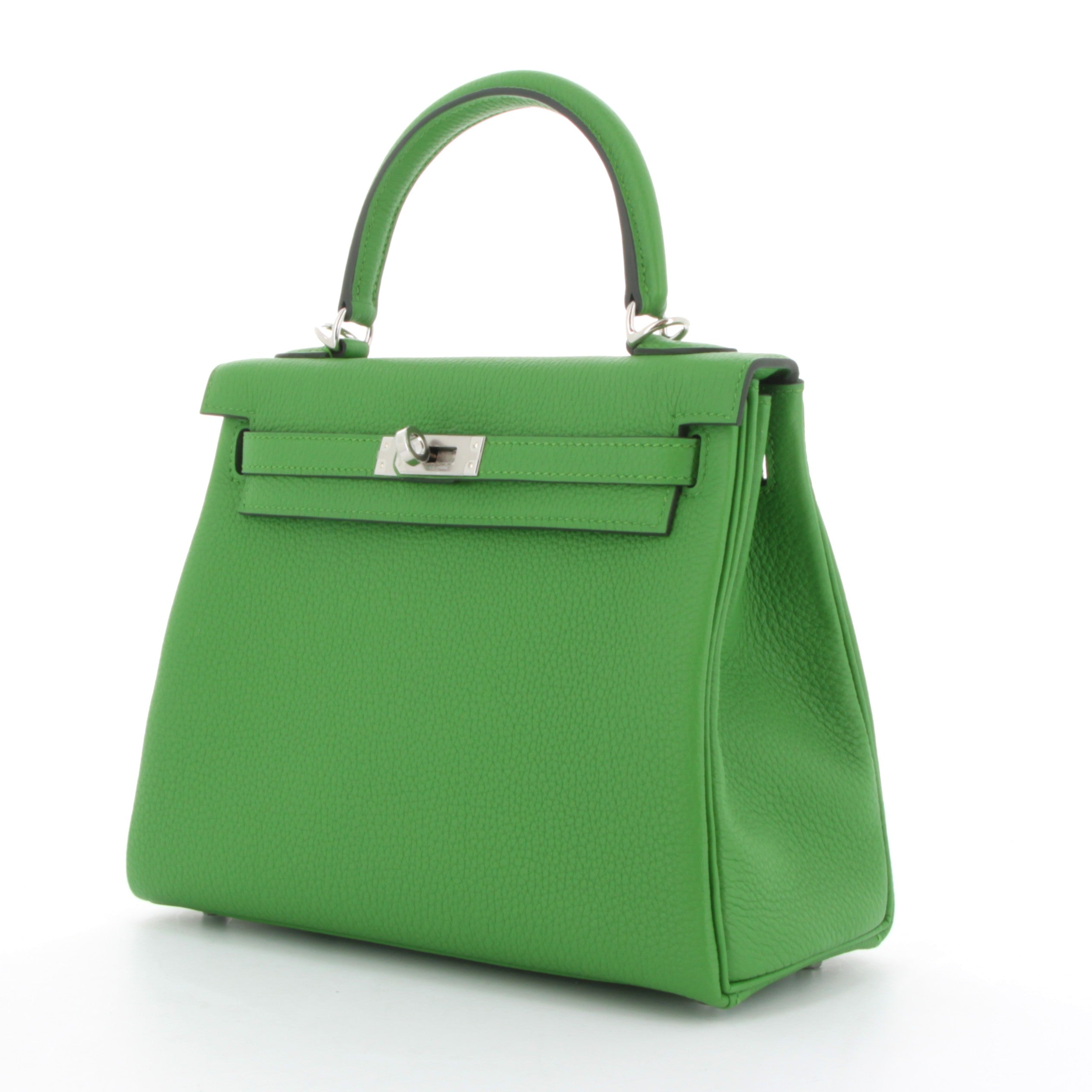 HERMES Kelly 25 Vert Yucca Togo Palladium hardware