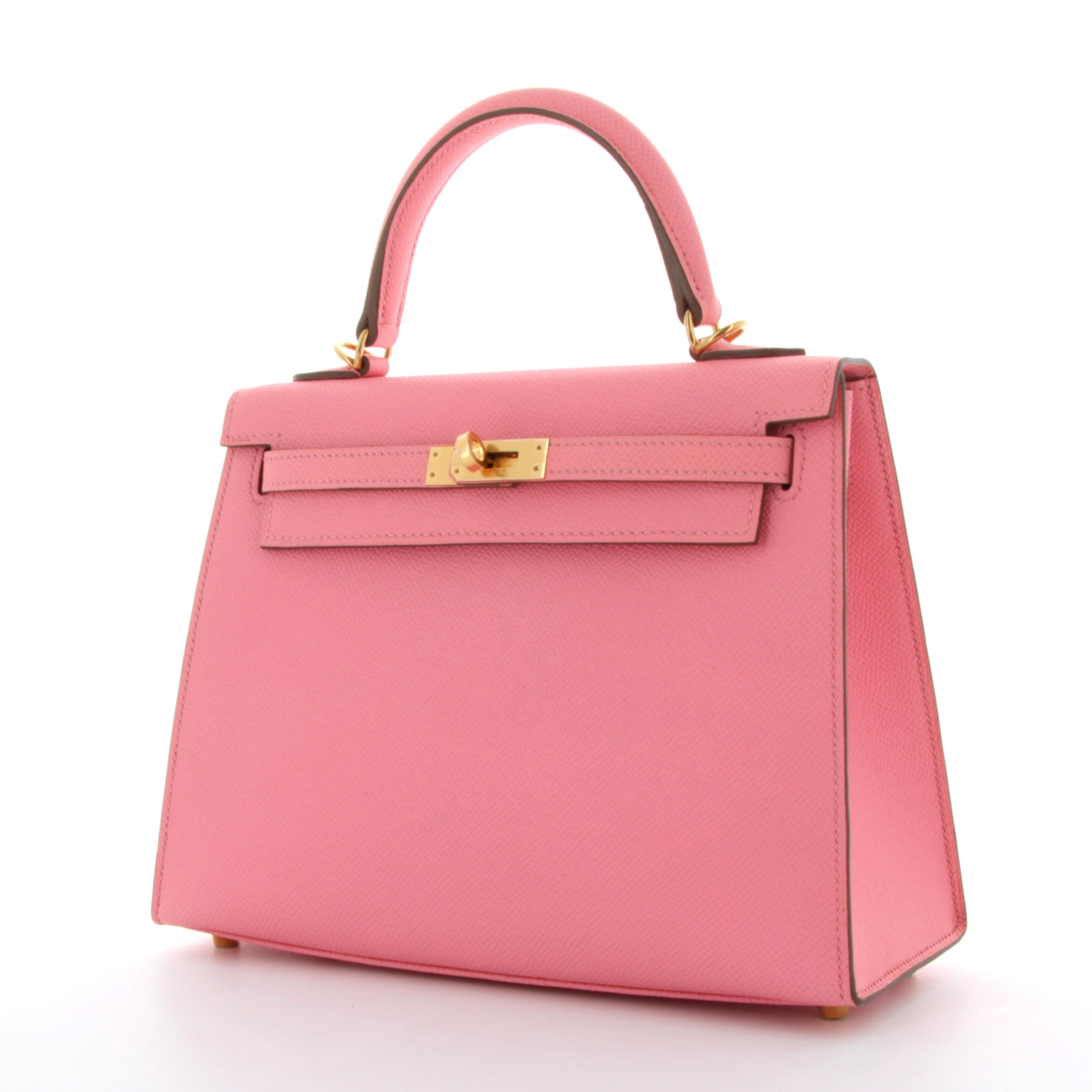 HERMES Kelly 25 Rose Confetti Epsom Gold Hardware