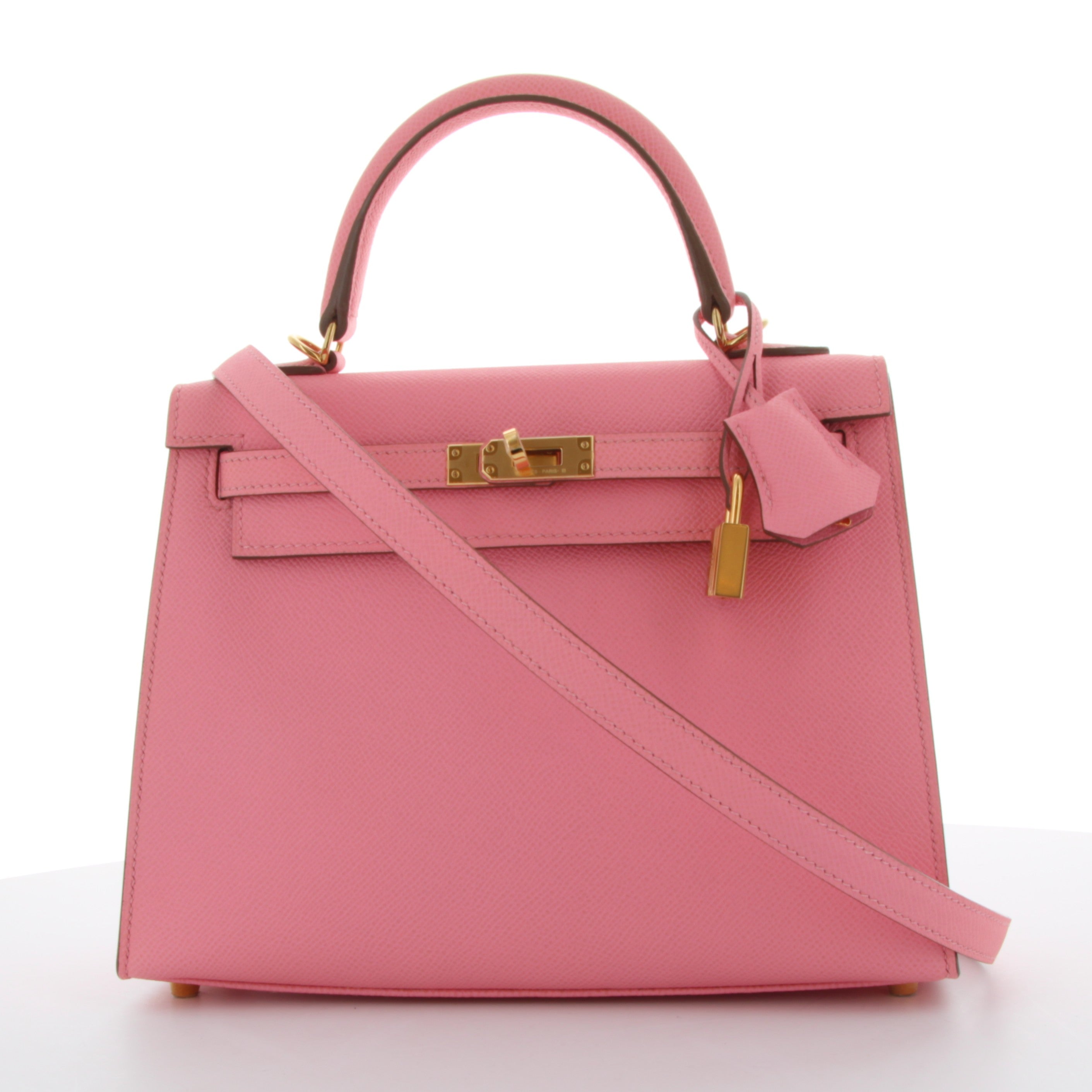 HERMES Kelly 25 Rose Confetti Epsom Gold Hardware