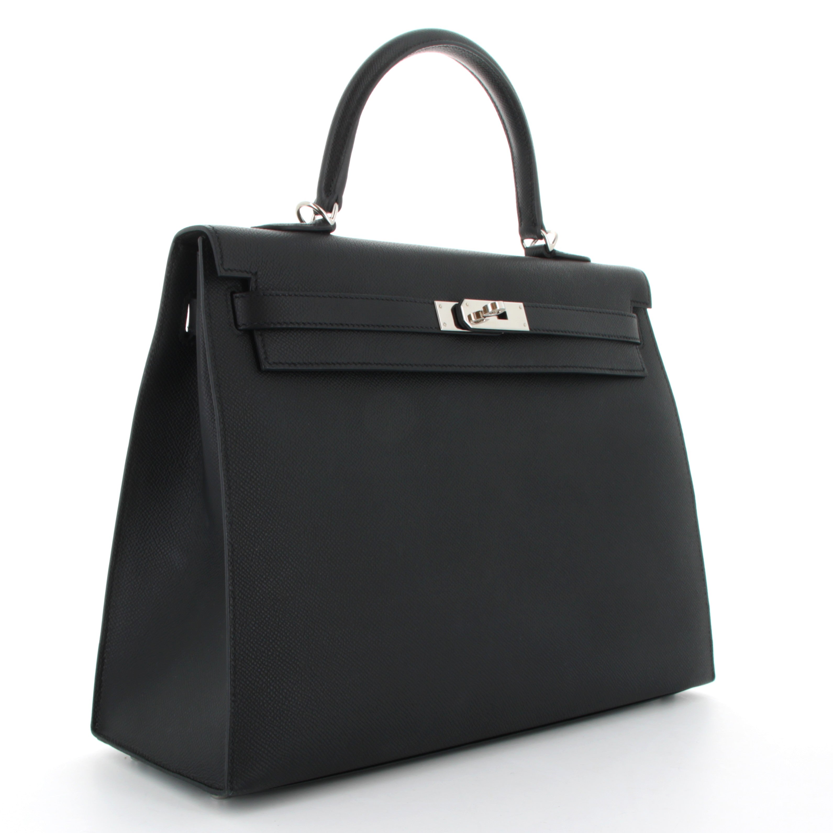 HERMES Kelly 35 Noir Epsom Palladium Hardware