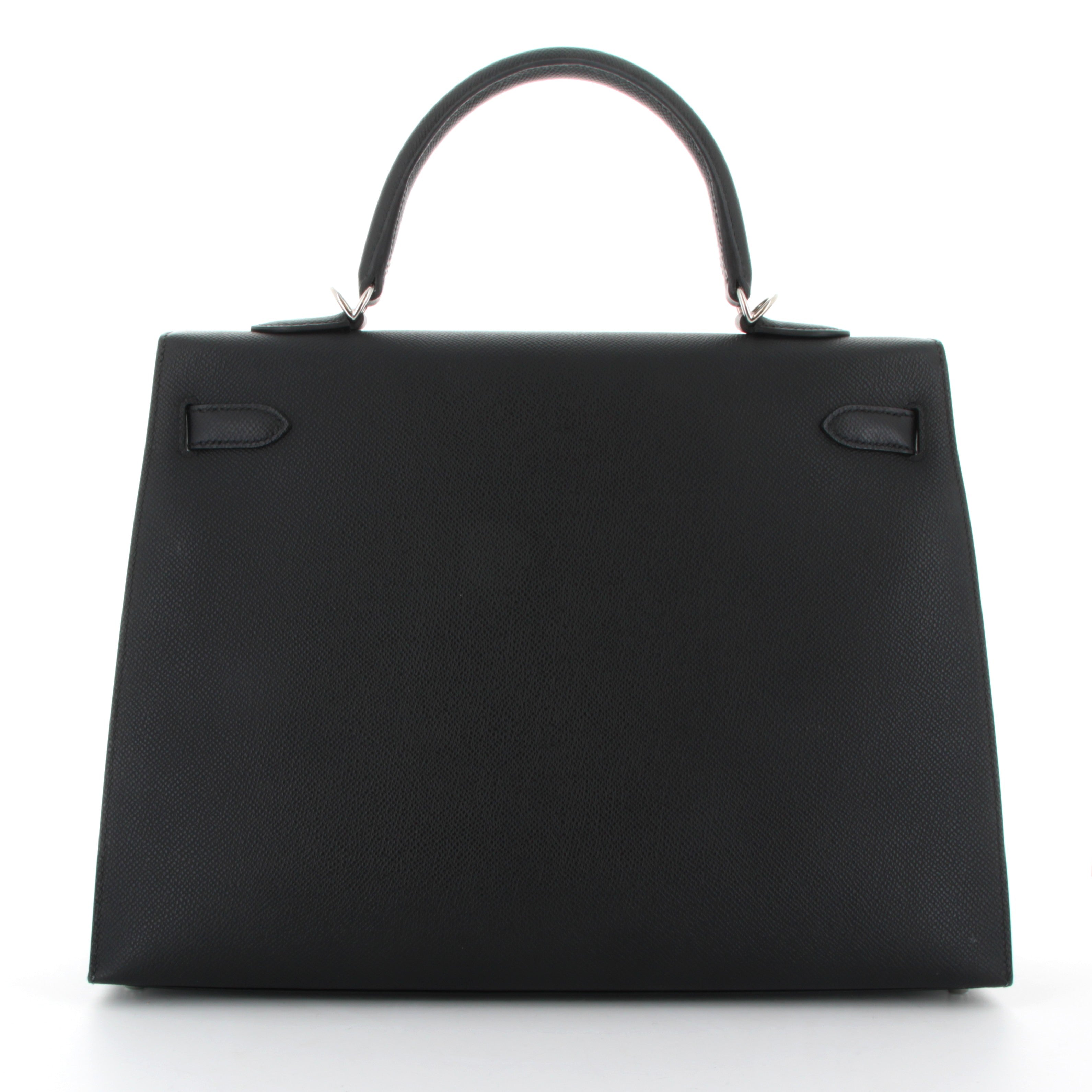 HERMES Kelly 35 Noir Epsom Palladium Hardware