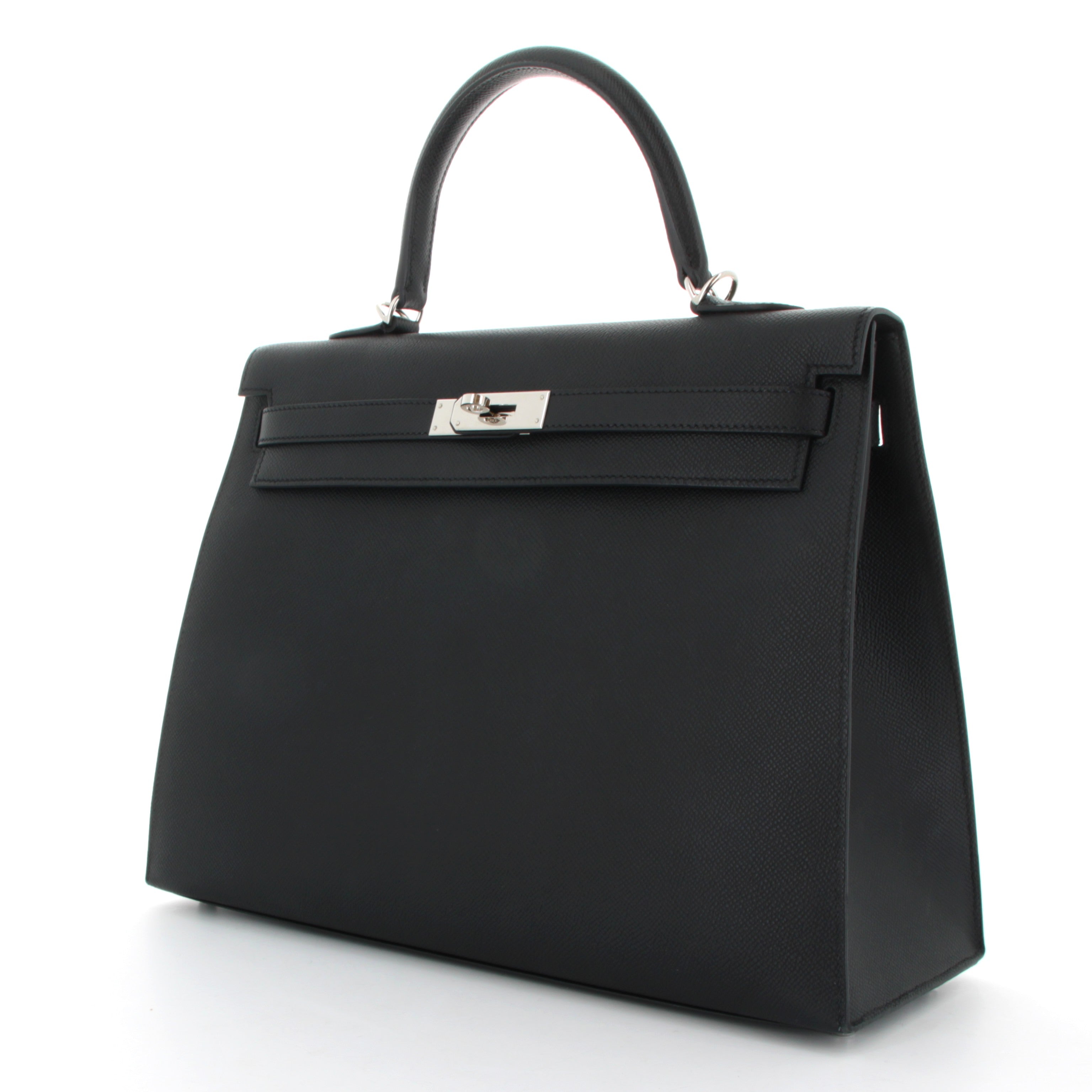 HERMES Kelly 35 Noir Epsom Palladium Hardware