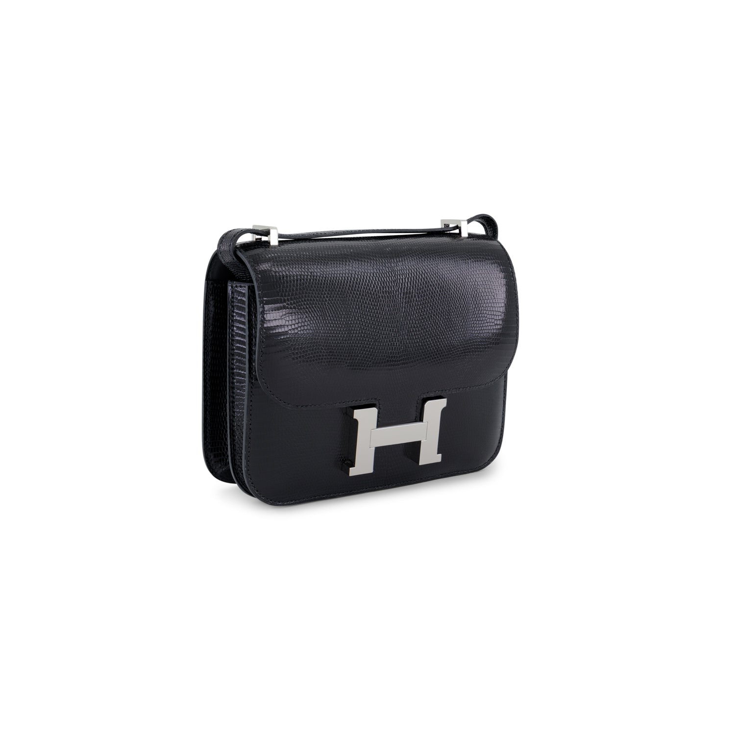 Hermès Constance 18cm Noir Lizard with Palladium Hardware