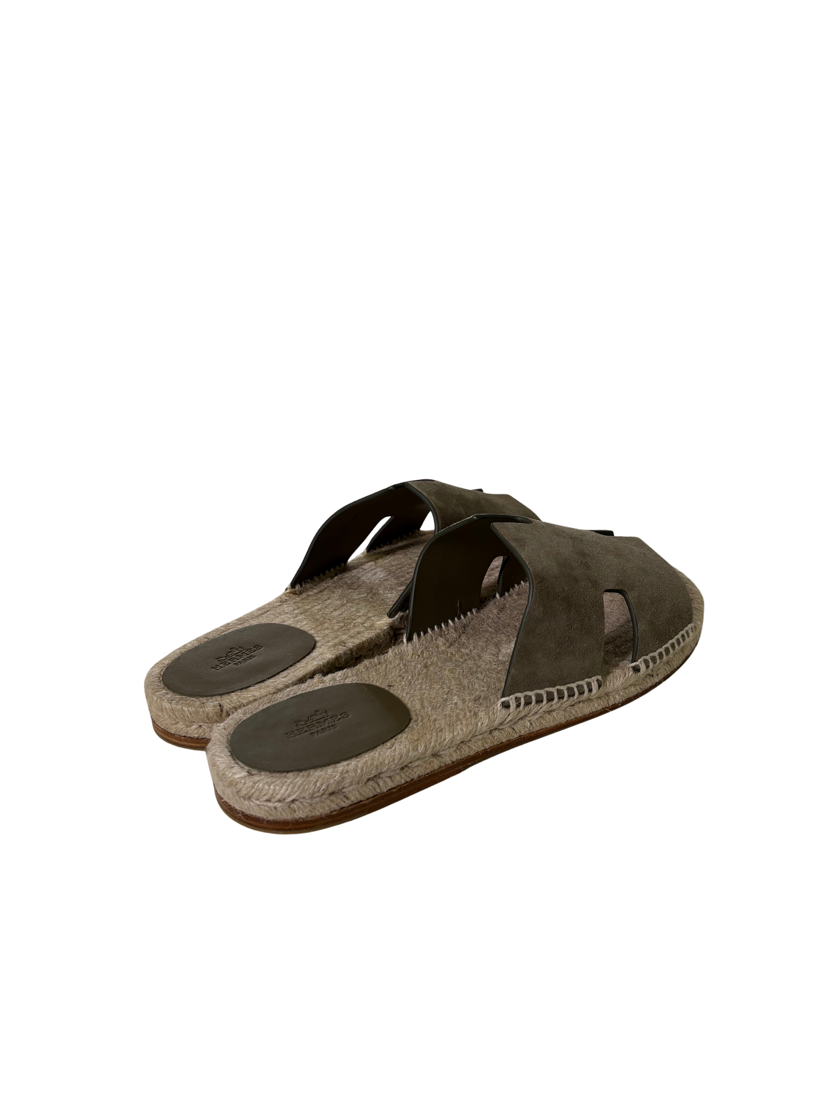 HERMES Antigua Espadrille Etoupe Suede