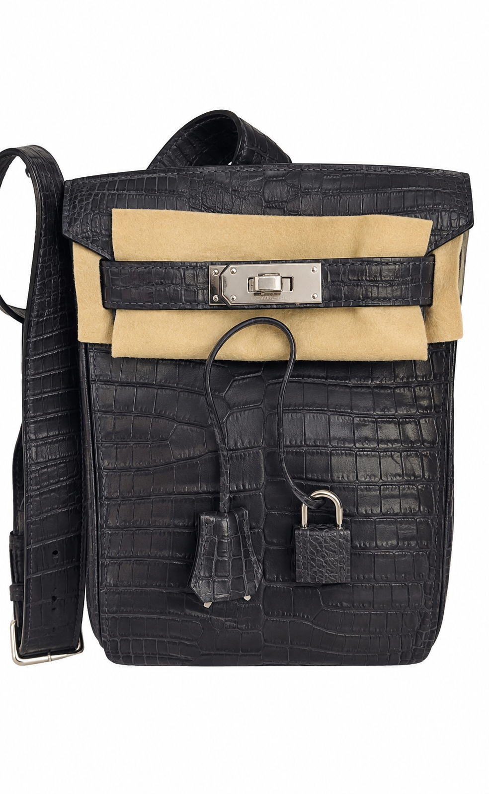 Hermès HAC à Dos Jungle Porosus Crocodile&nbsp;Palladium Hardware