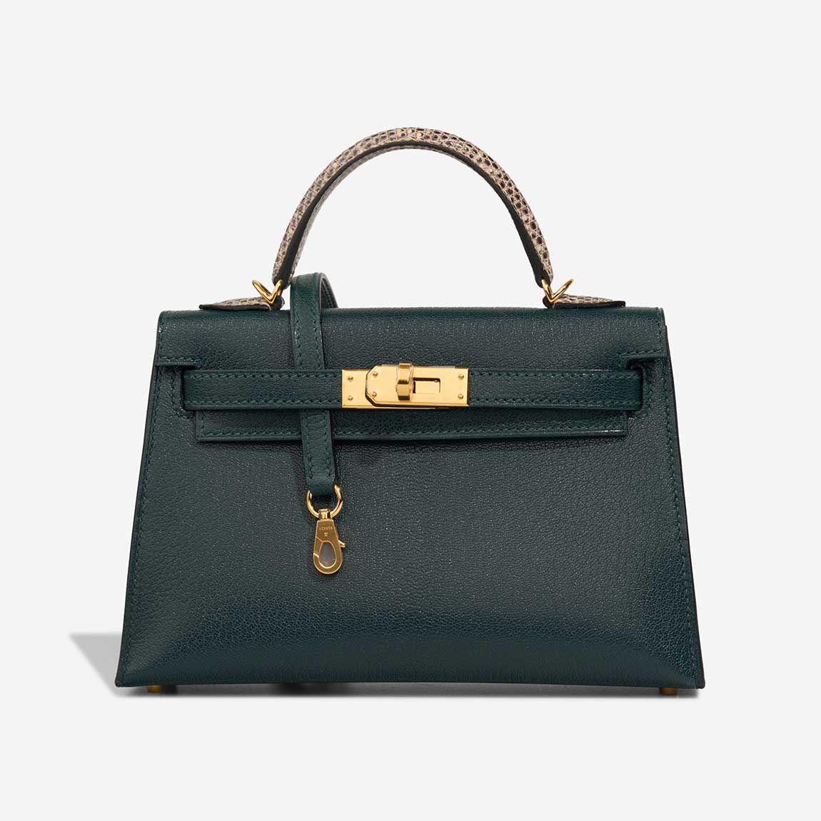 HERMES Kelly 20 Vert Cyprès Lézard Ombré