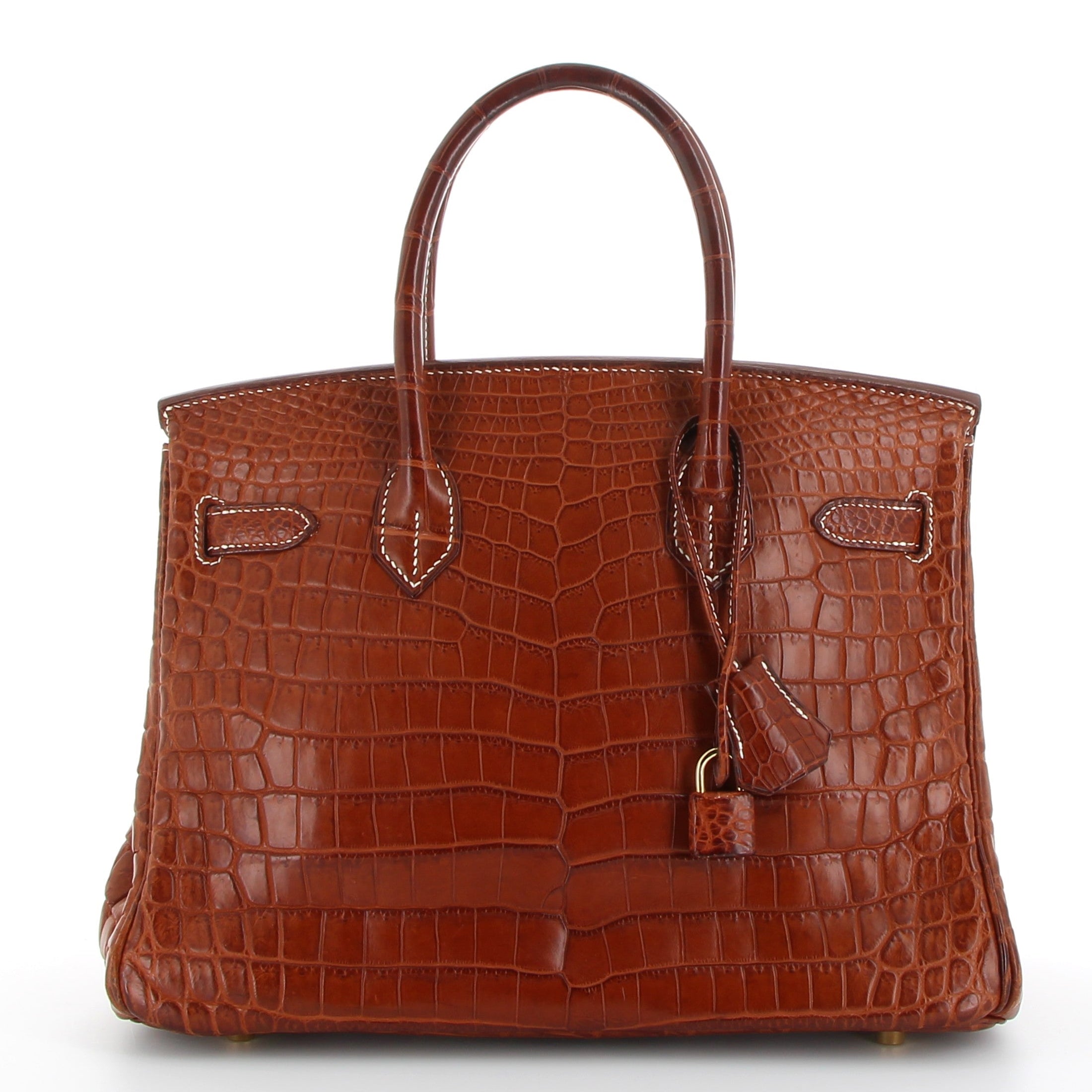HERMES Birkin 30 Barenia Fauve Crocodile Matte Yellow Gold Hardware