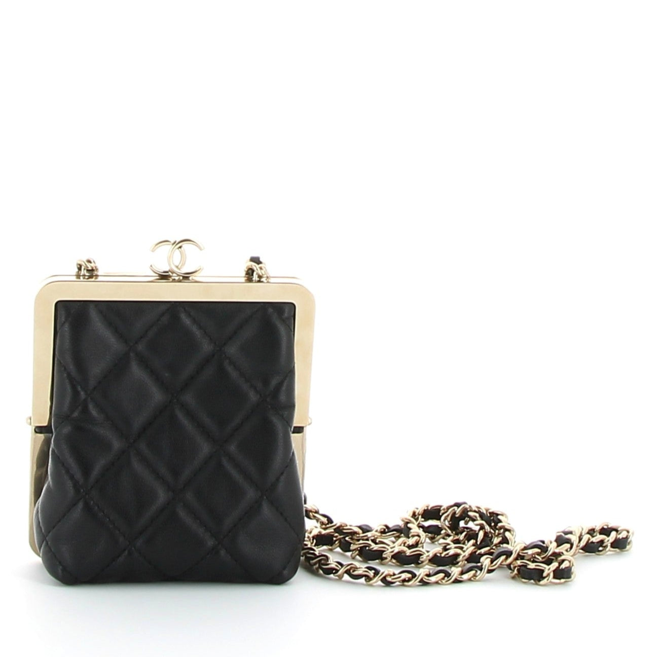 CHANEL Black and Gold Baguette Bag