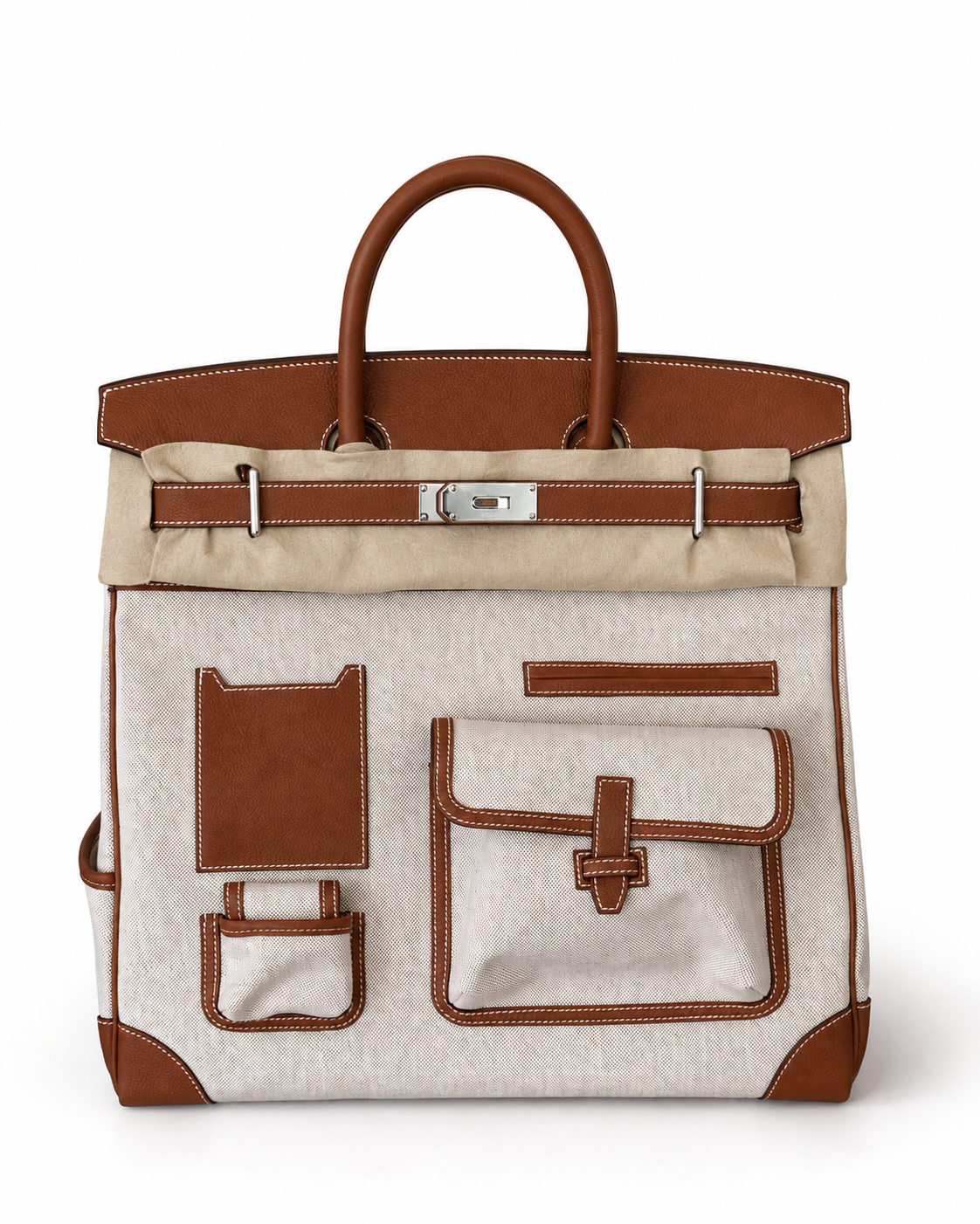 Hermès HAC 40 Cargo Gold Togo &amp; Toile &nbsp;Palladium Hardware Limited Edition&nbsp;