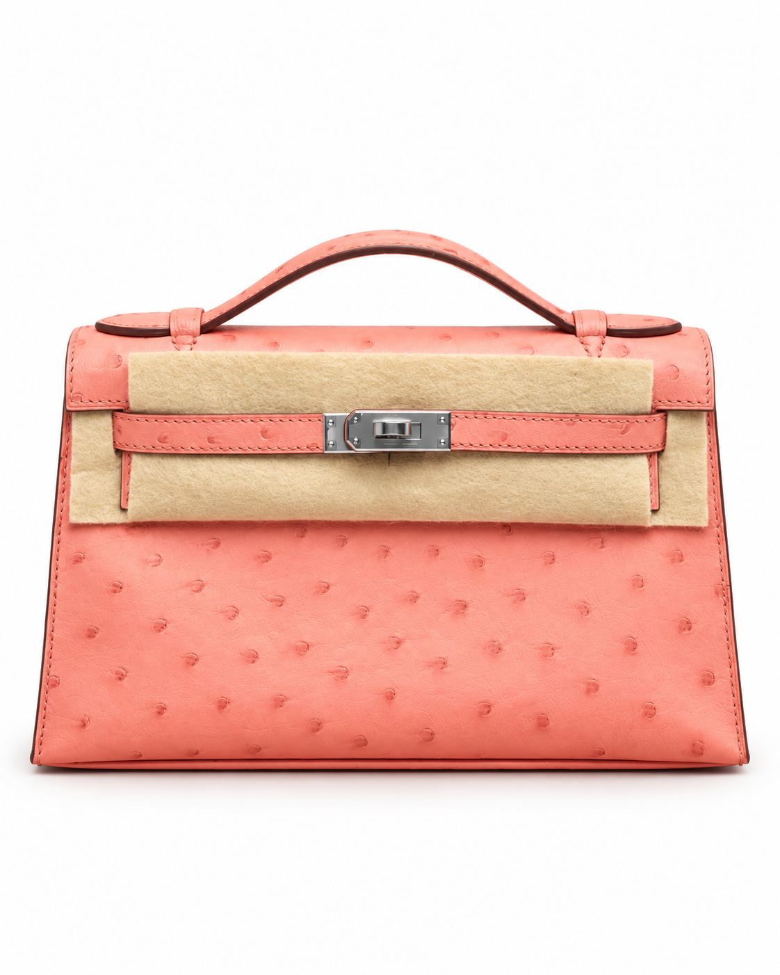 Hermès Kelly Pochette Ostrich Terre Cuite Palladium Hardware