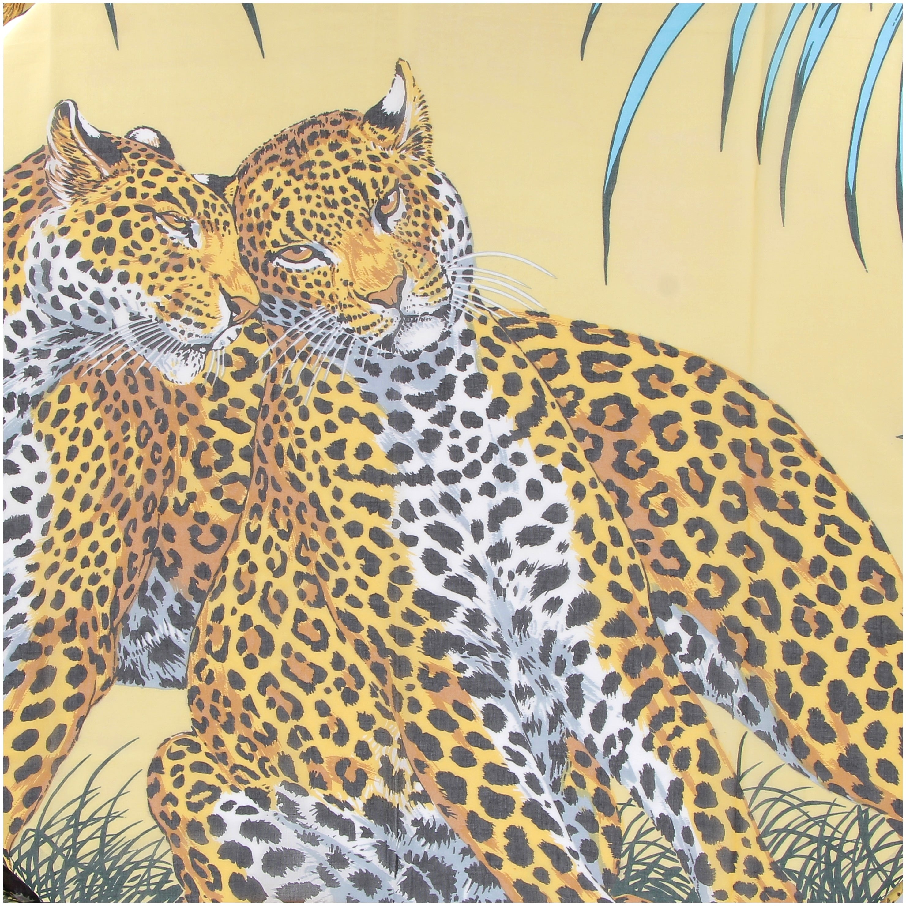 HERMES Tiger and flower print pareo