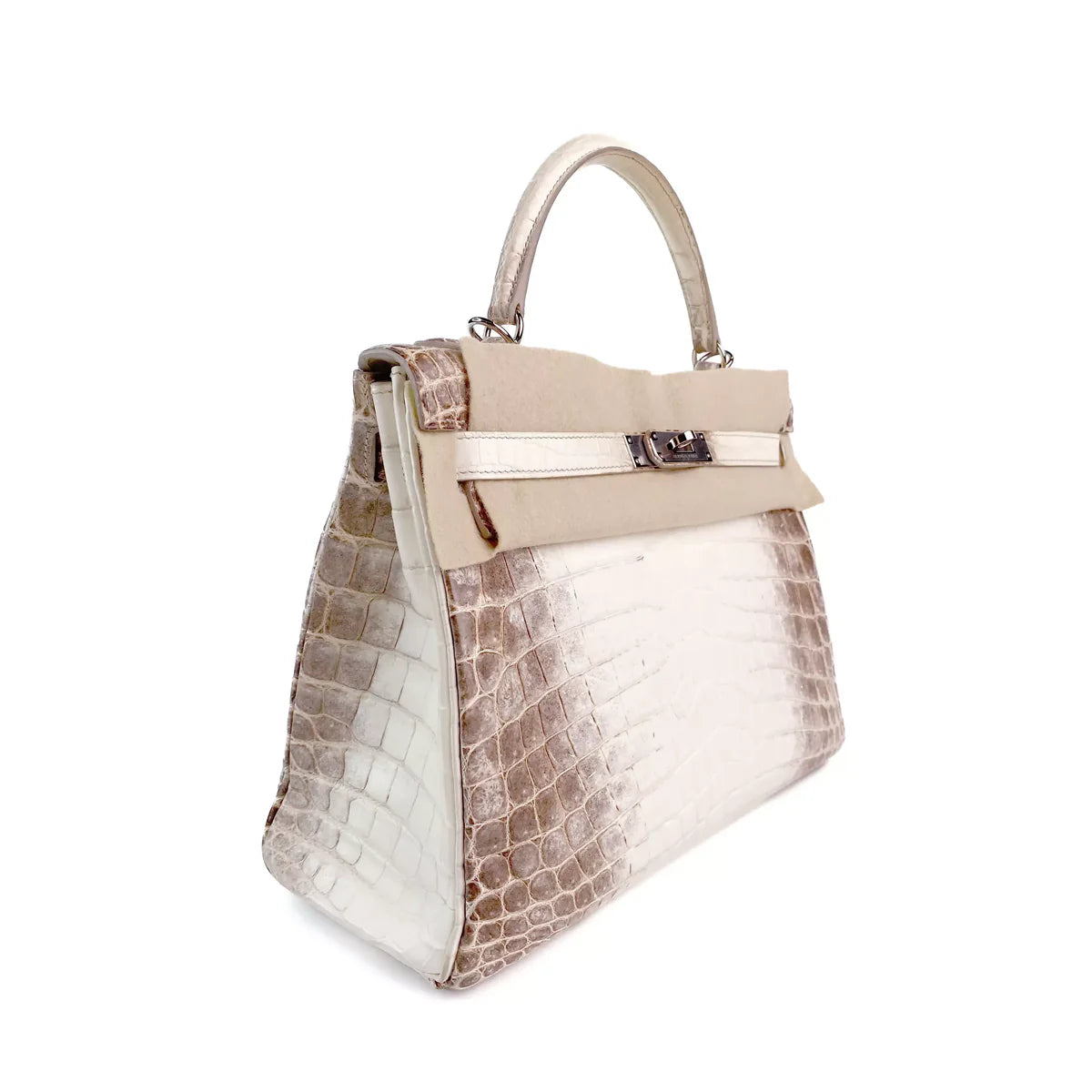 HERMES Kelly 28 Himalaya Crocodile Niloticus Palladium Hardware