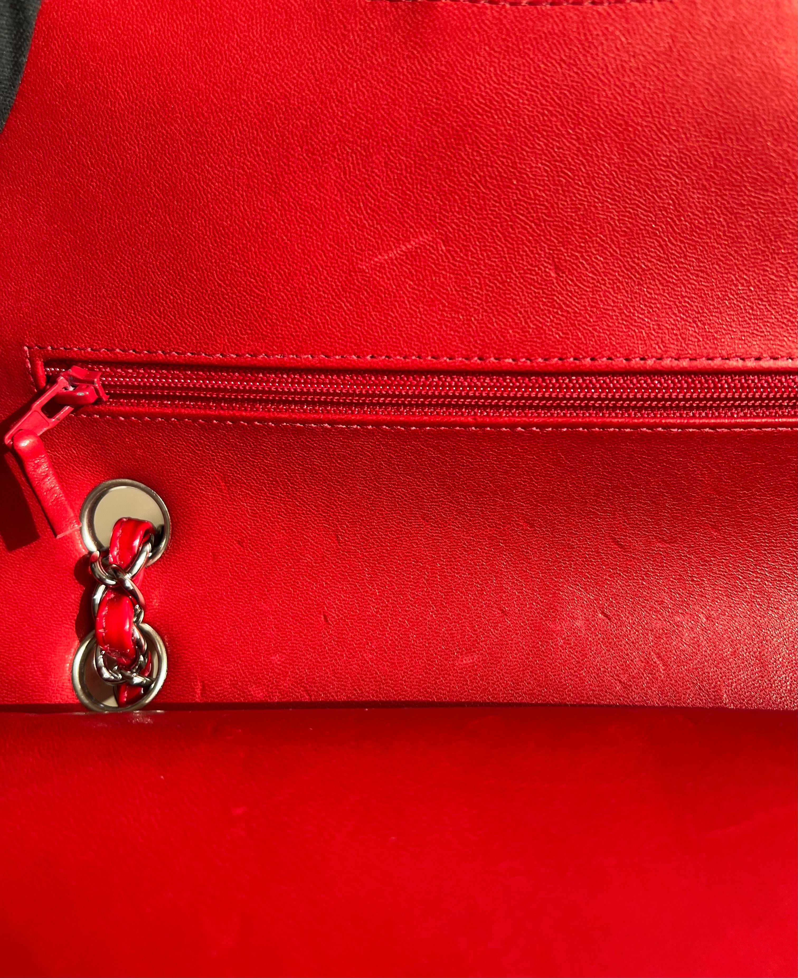 CHANEL Timeless Red Patent Leather Palladium Hardware