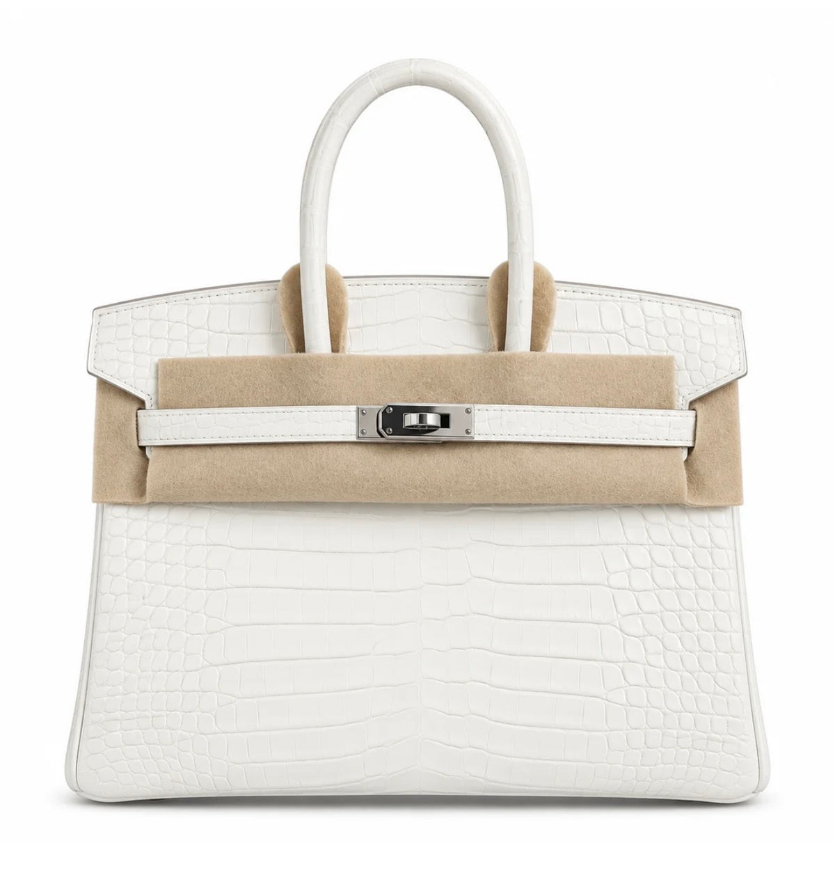 Hermès Birkin 25 Crème Chantilly Matte Porosus Crocodile Palladium Hardware
