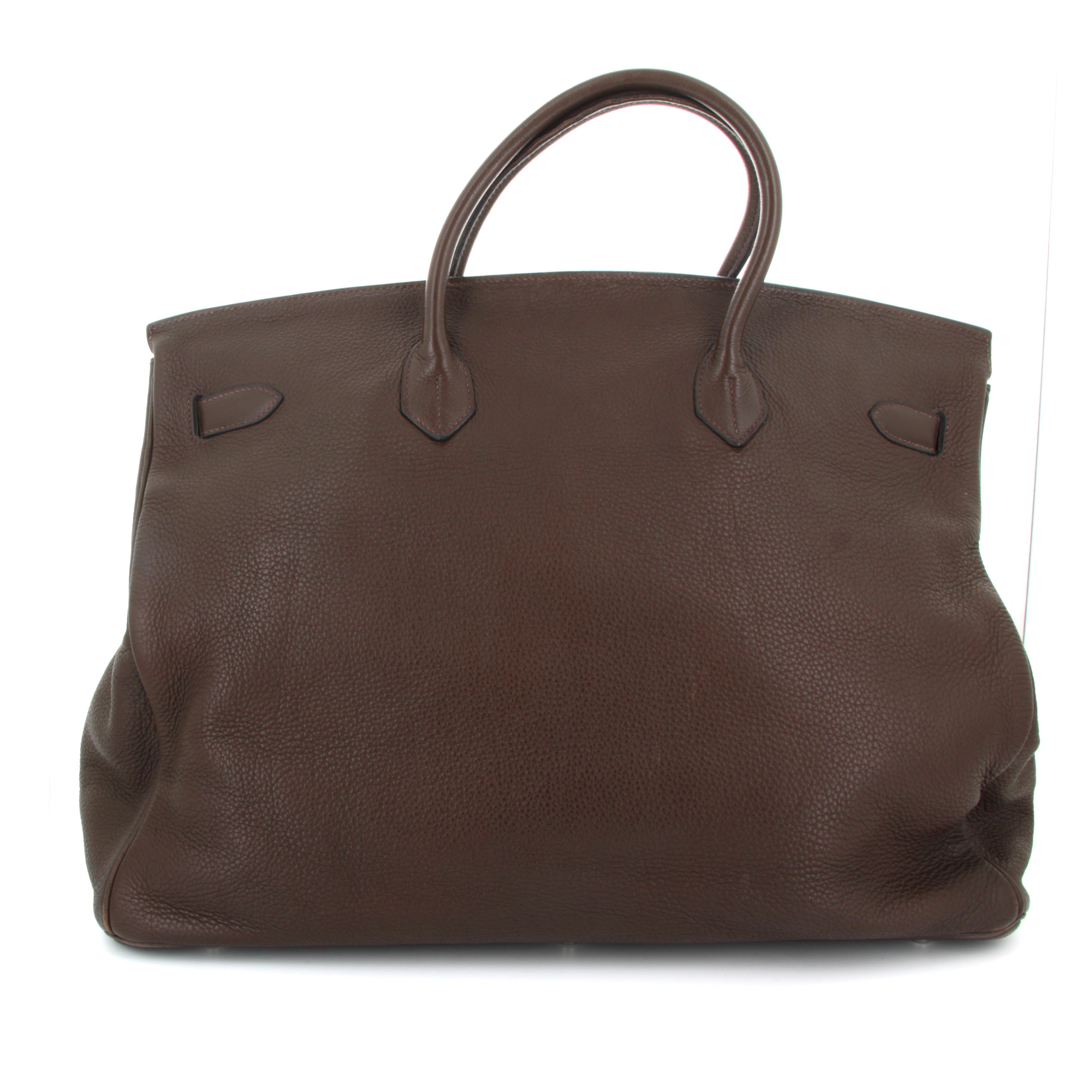 HERMES Birkin 50 Chocolate Taurillion Clemence Palladium Hardware