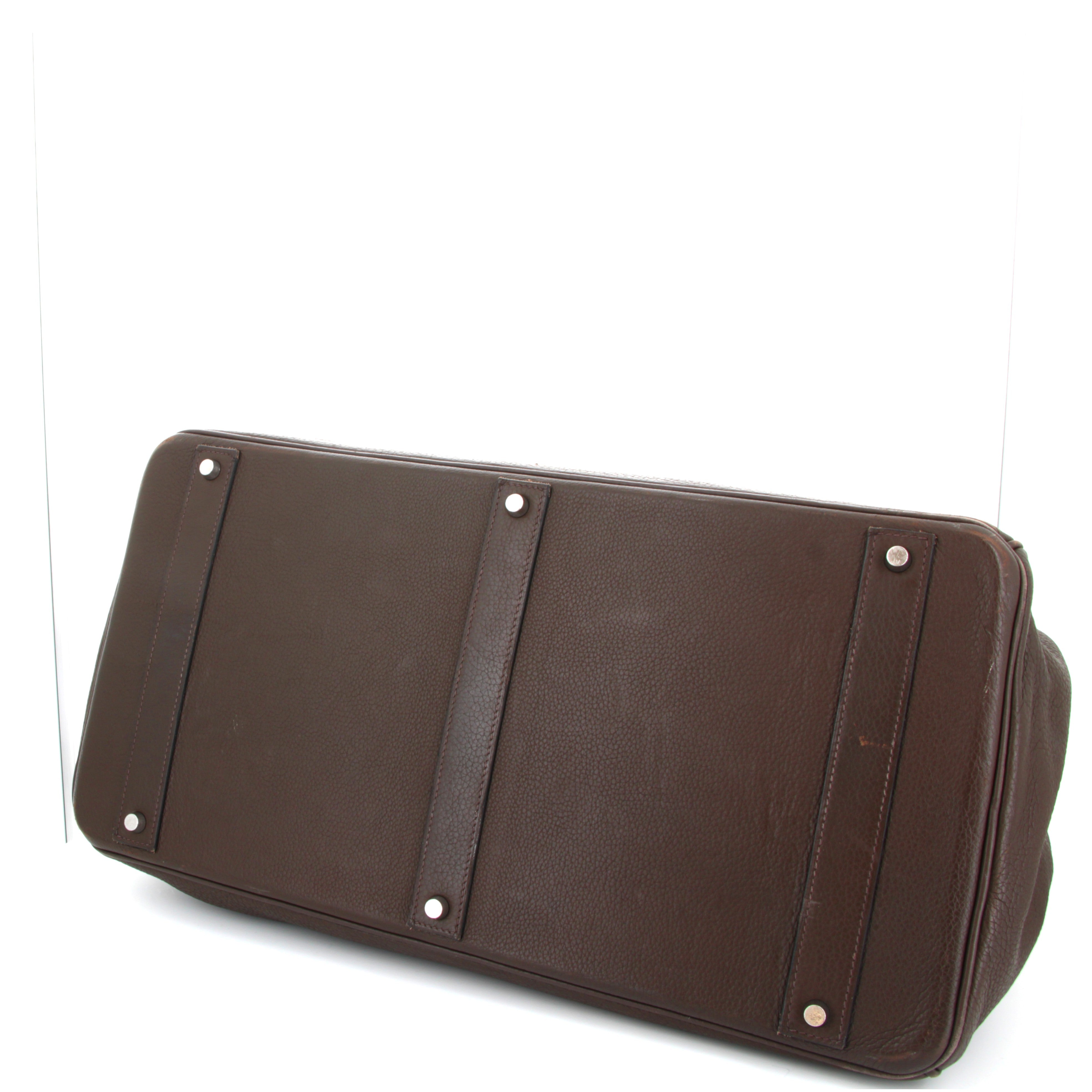 HERMES Birkin 50 Chocolate Taurillion Clemence Palladium Hardware
