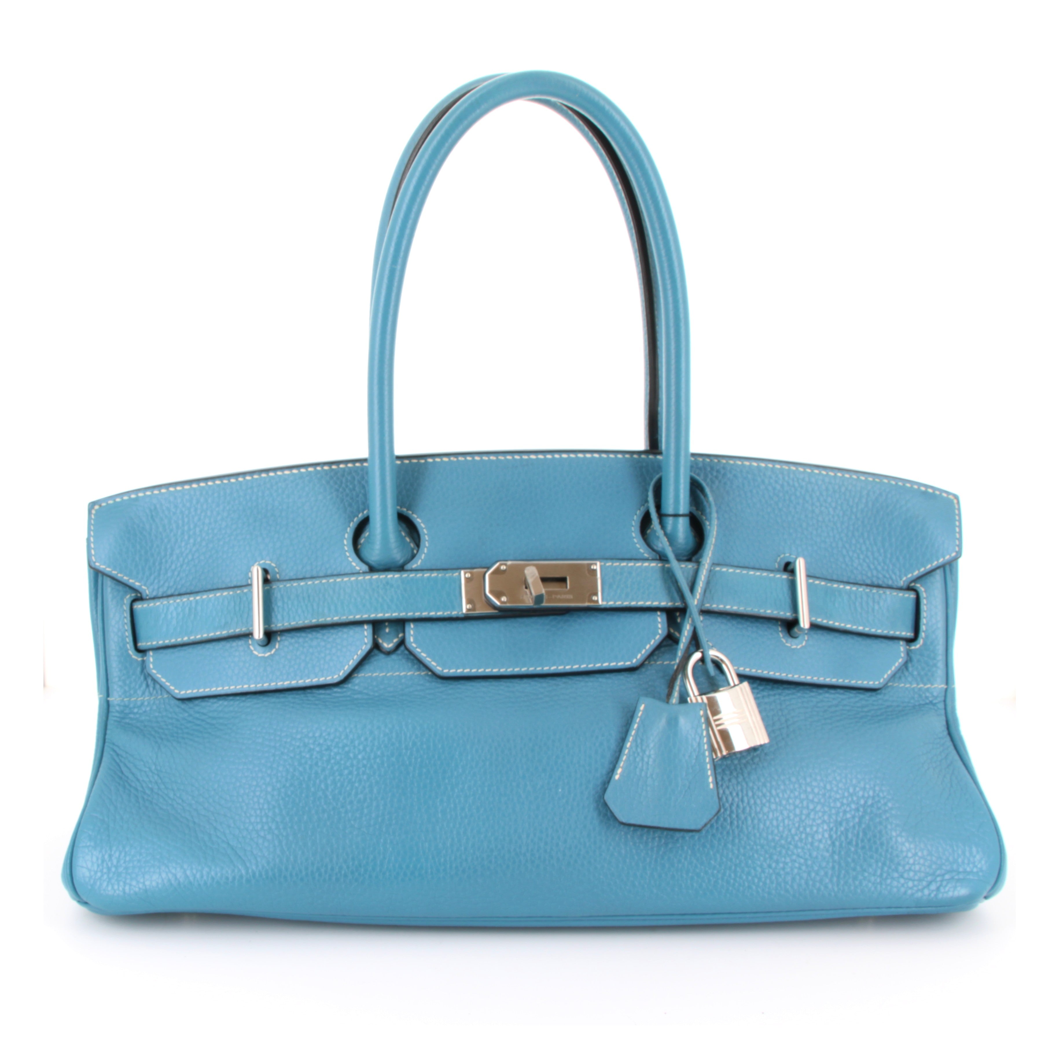 HERMES Shoulder Birkin Bleu Jean Taurillion Clemence Palladium Hardwear