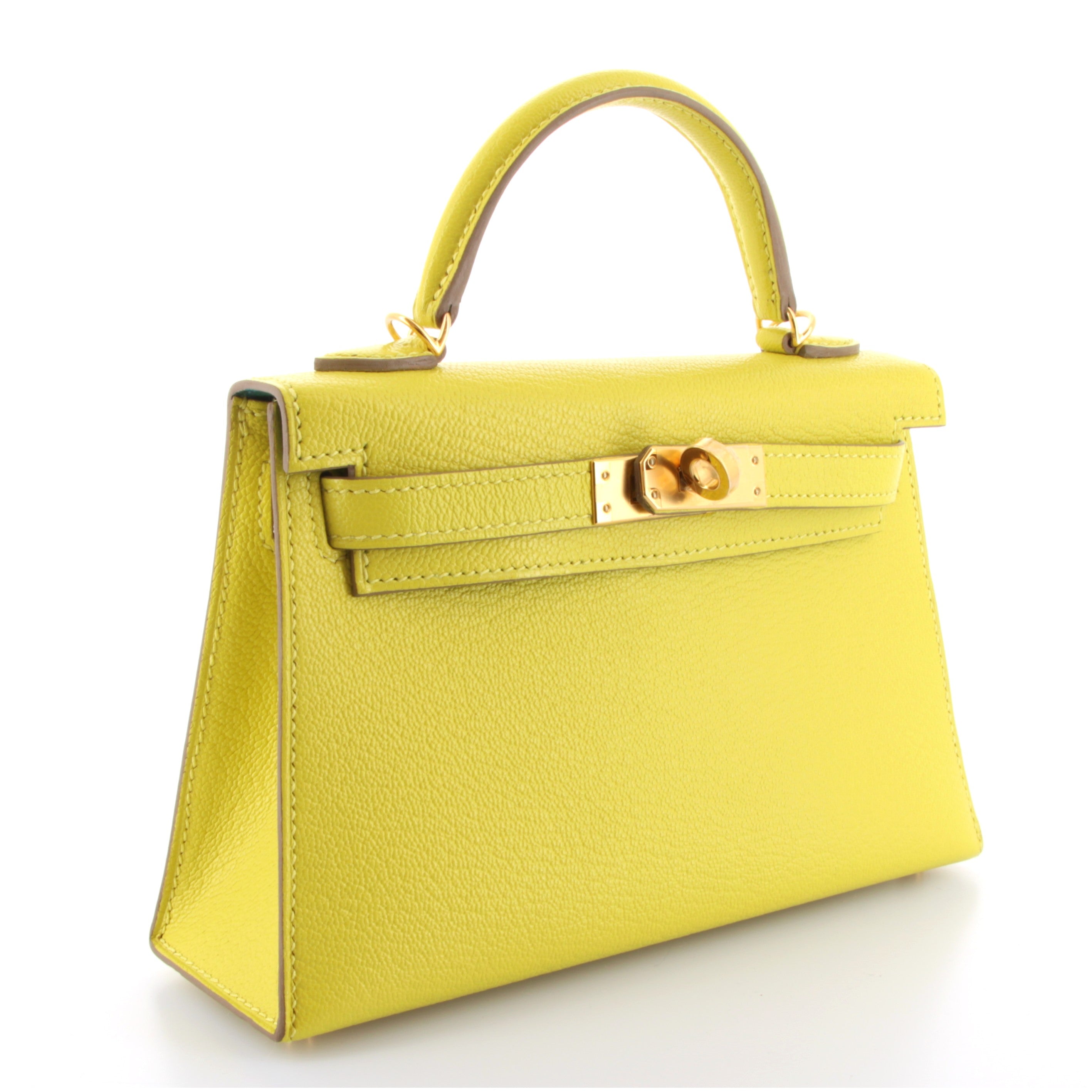 HERMES Kelly 20 HSS Lime Chevre Mysore Verso Vert Cypress Gold Hardware