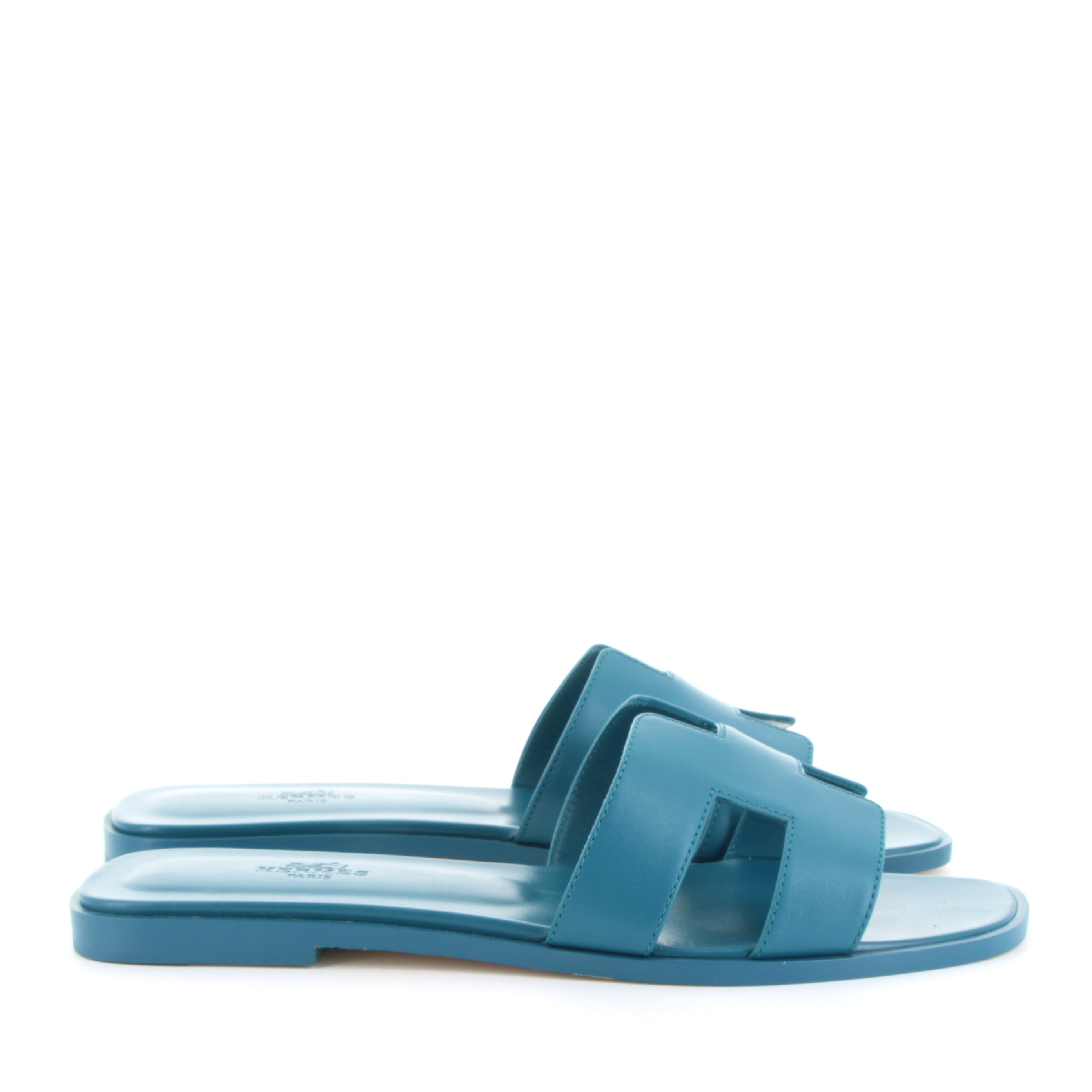 HERMES Oran Sandals Bleu Iroise Swift