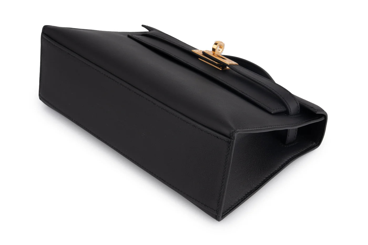 HERMES Kelly Pochette Noir Swift Gold Hardware