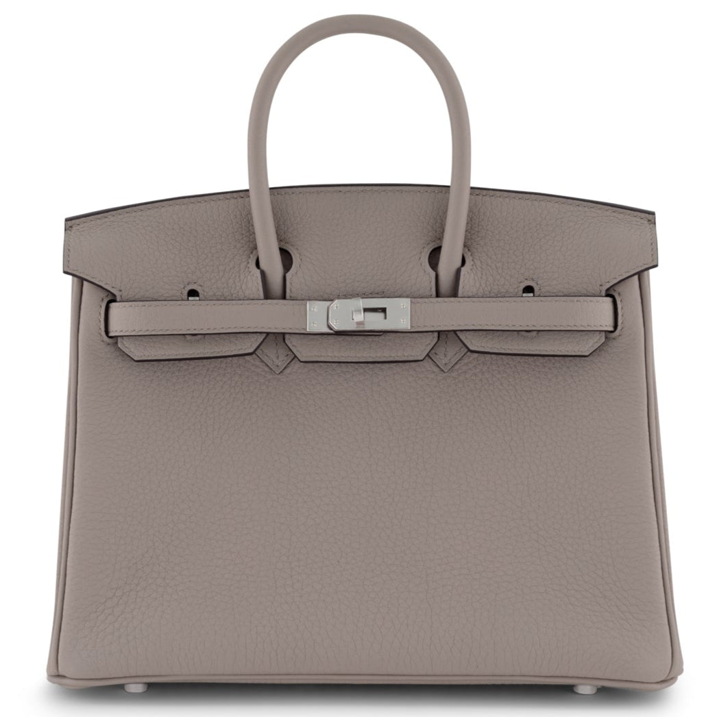 HERMES Birkin 25 Gris Tourterelle Togo Leather Palladium Hardware