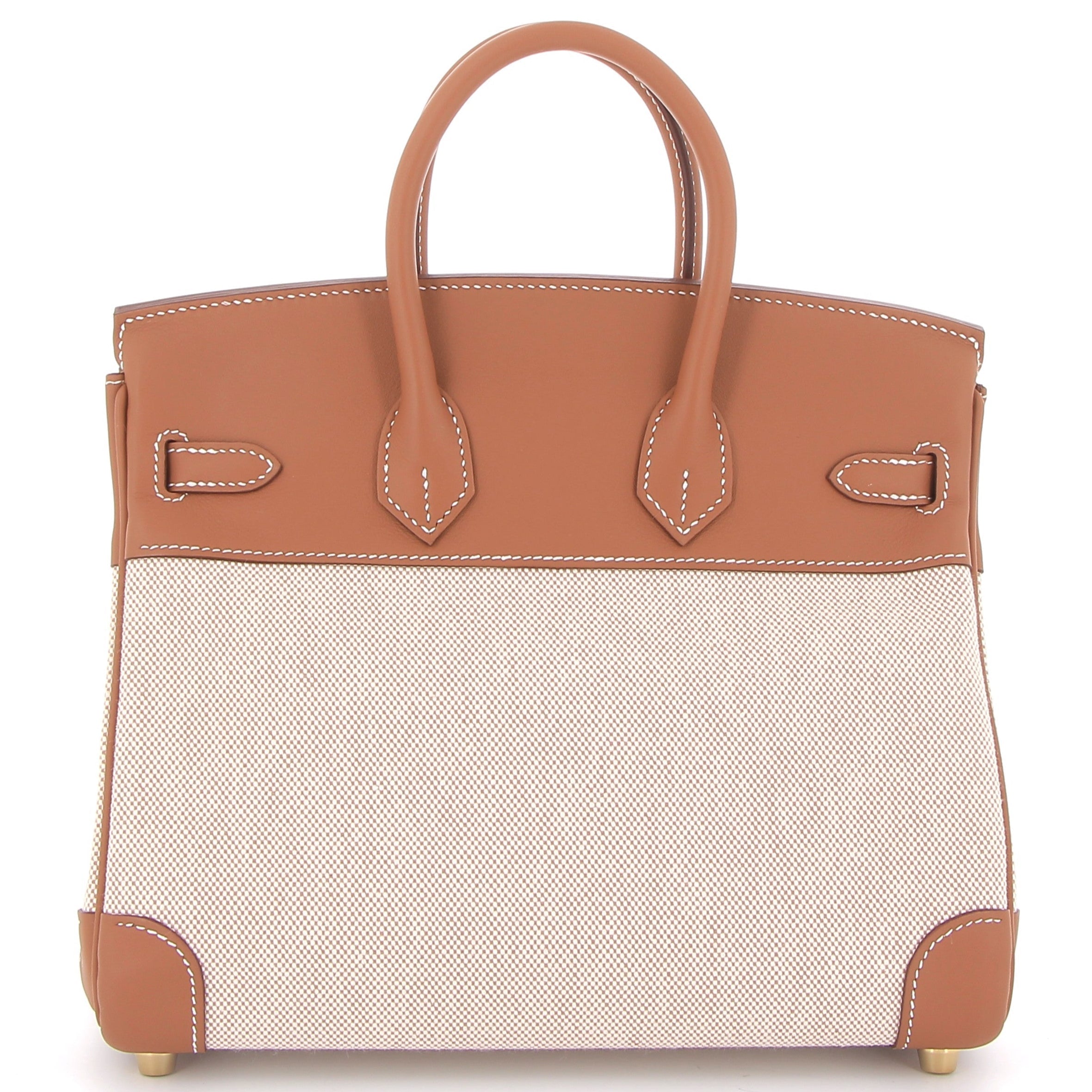 HERMES Birkin 25 Gold Swift Leather / Canvas Gold Hardware