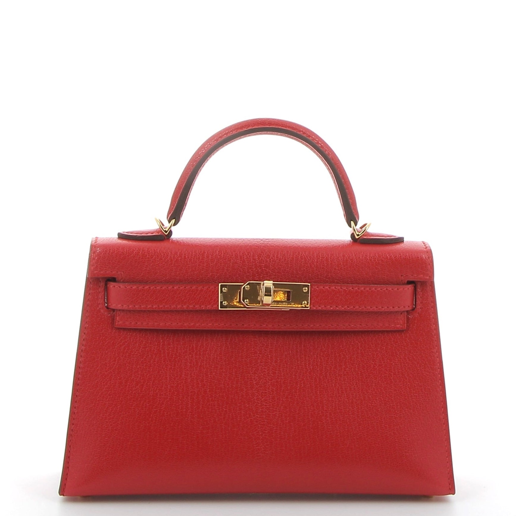 HERMES Kelly 20 Rouge de Coeur Chèvre Leather Yellow Gold Hardware