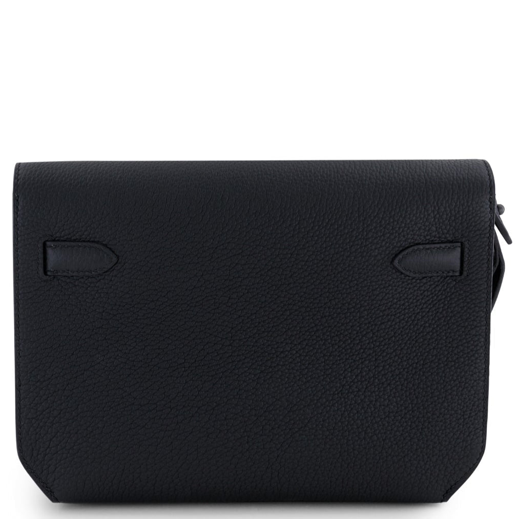 HERMES Kelly Depeche Noir Togo Leather So Black Hardware