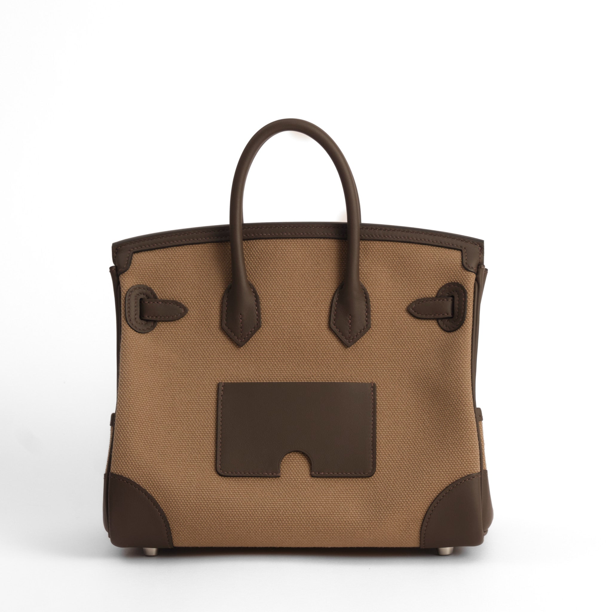 HERMÈS Birkin 25 Cargo Mousse/Ecorce Swift leather and canvas Palladium hardware