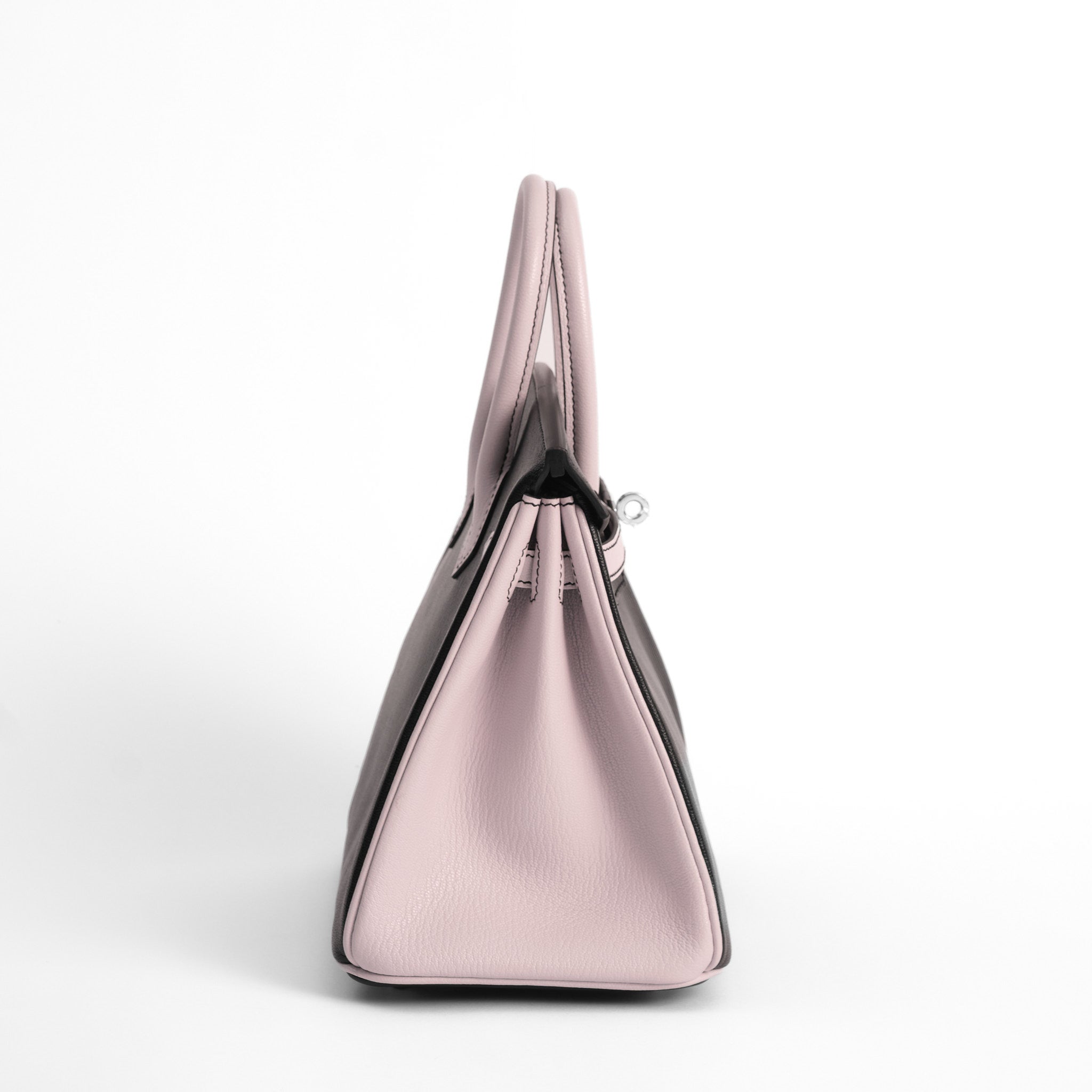 HERMES Birkin 25 HSS Noir / Rose Sakura Veau and Chèvre Leather Palladium Hardware