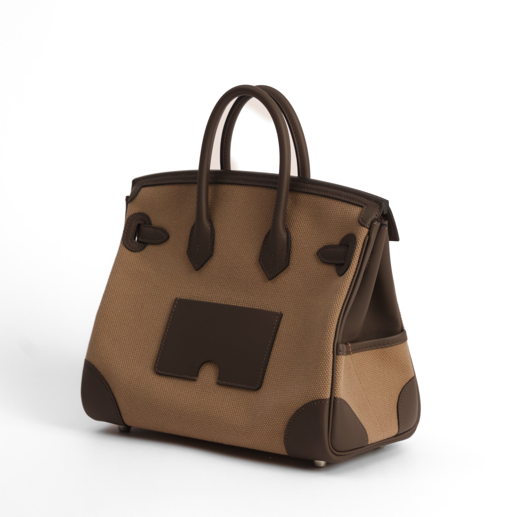 HERMÈS Birkin 25 Cargo Mousse/Ecorce Swift leather and canvas Palladium hardware