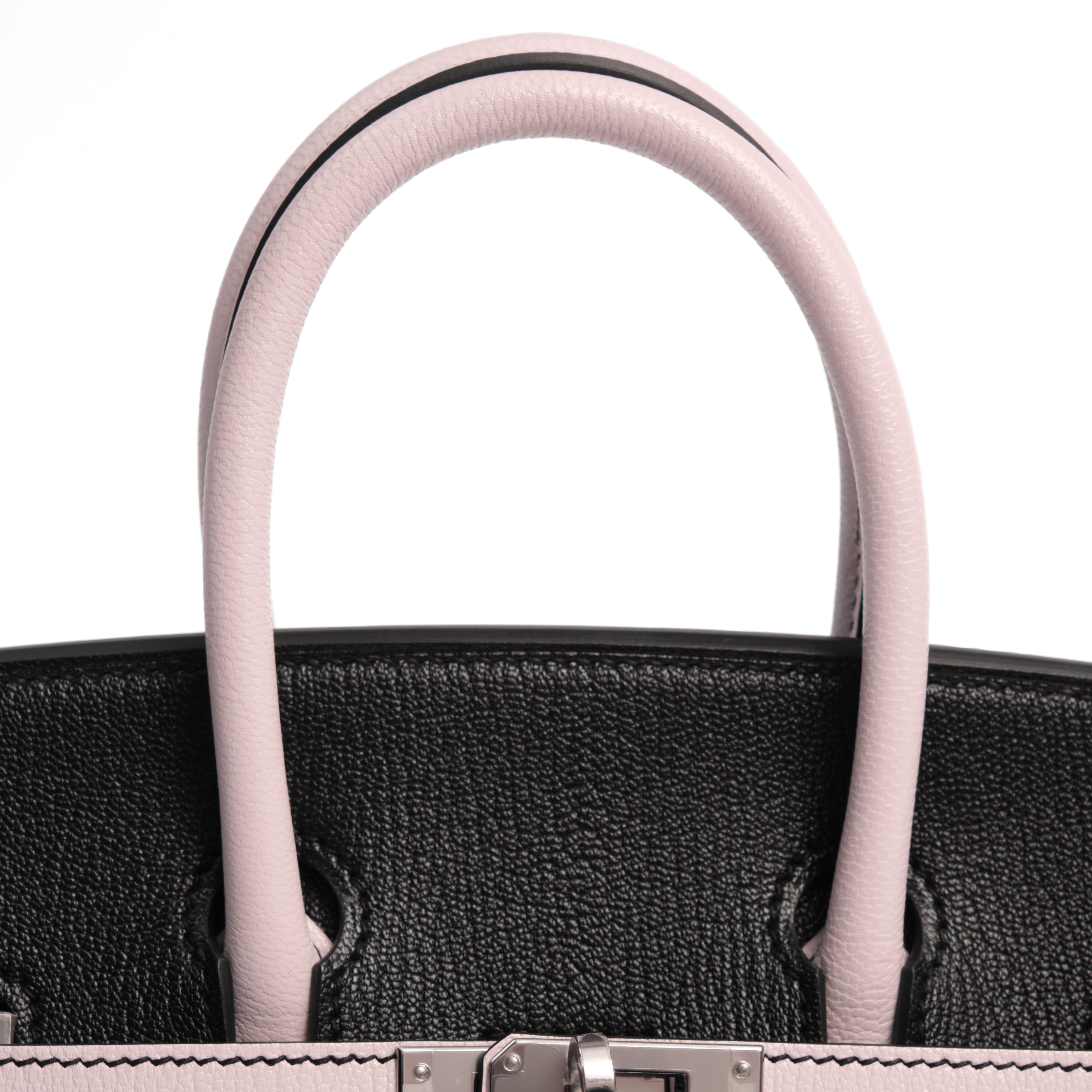 HERMES Birkin 25 HSS Noir / Rose Sakura Veau and Chèvre Leather Palladium Hardware