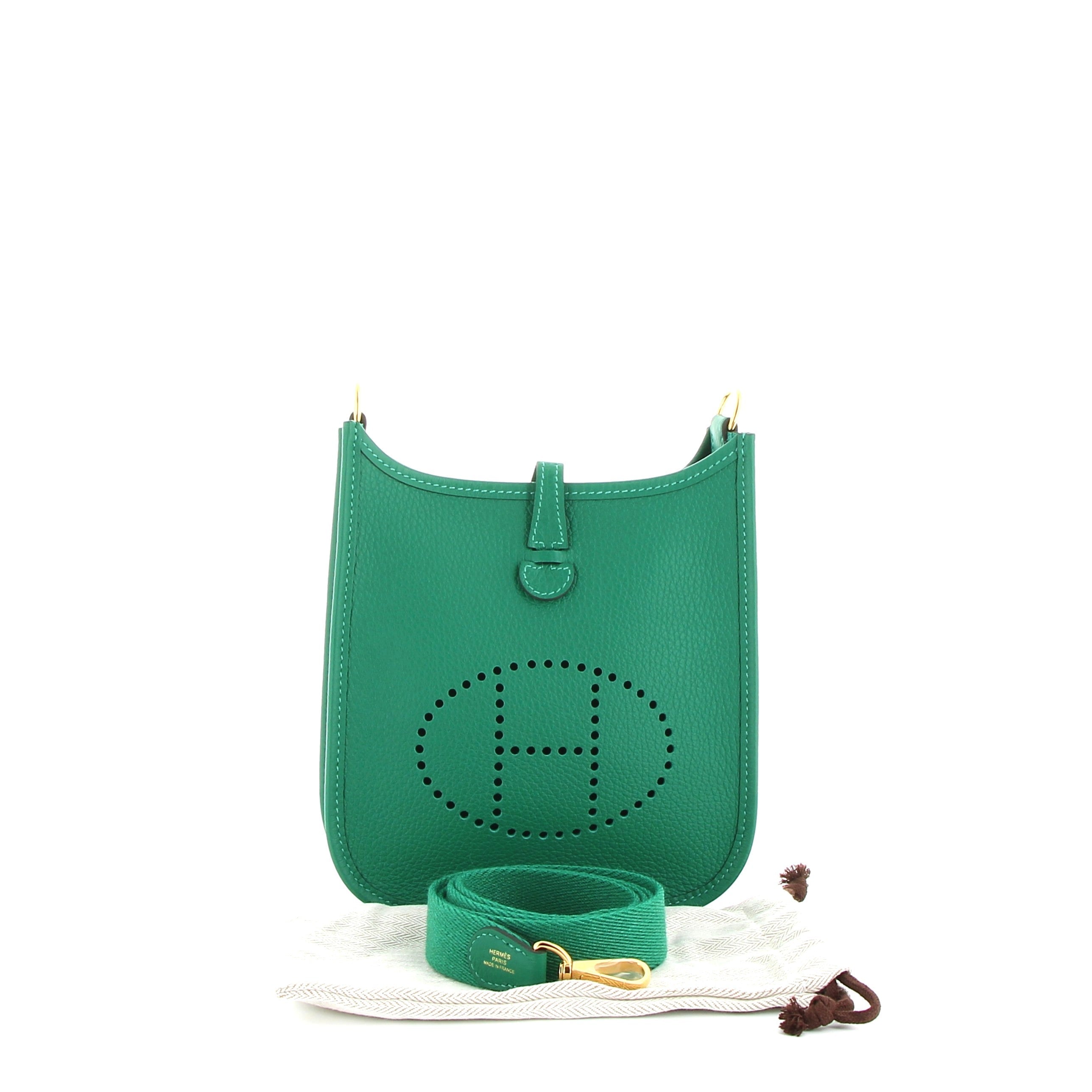 HERMÈS Mini Evelyne Vert Vertigo Taurillon Clemence Palladium hardware