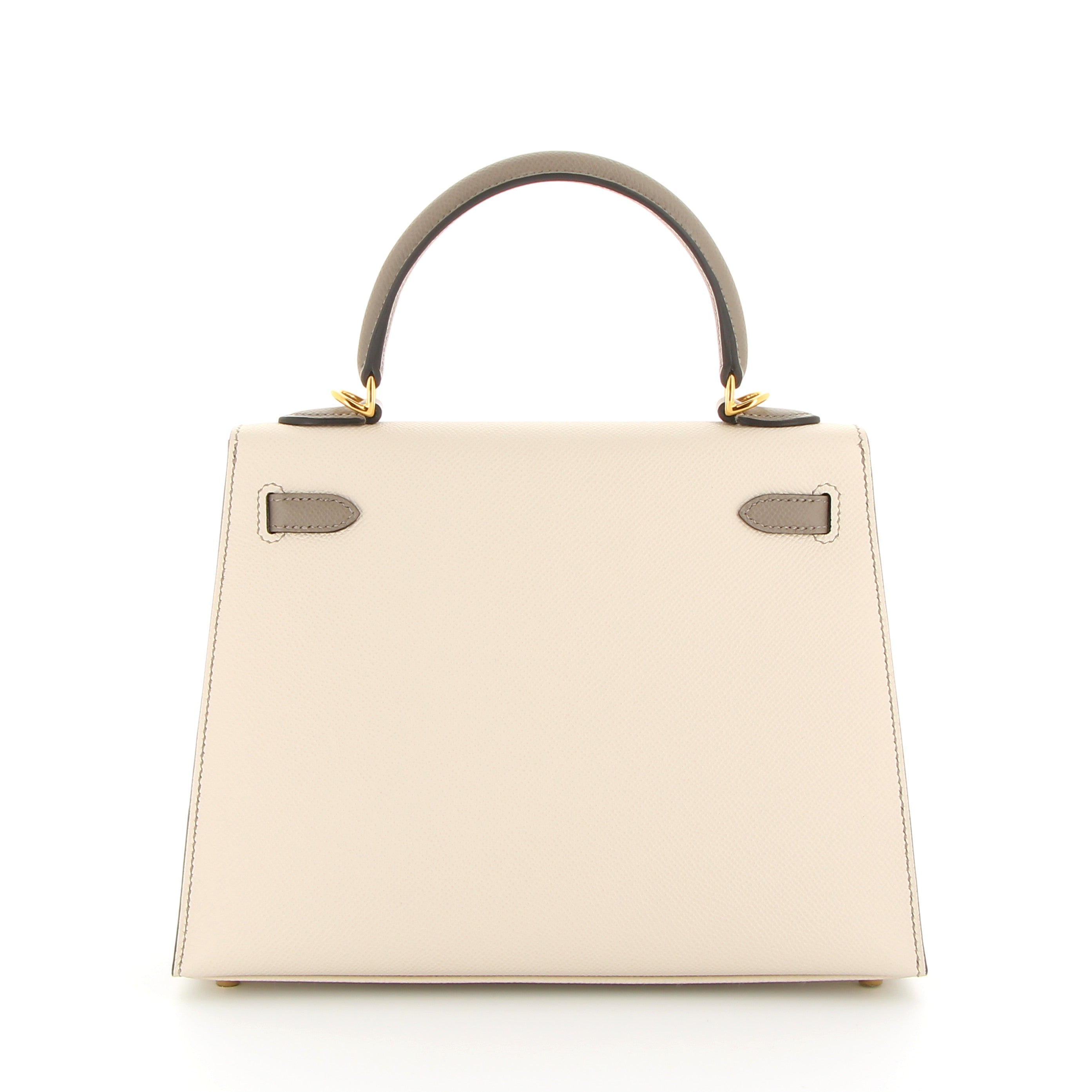 Hermès Kelly 25cm Perso Craie& Gris Asphalte Epsom & Gold Hardware