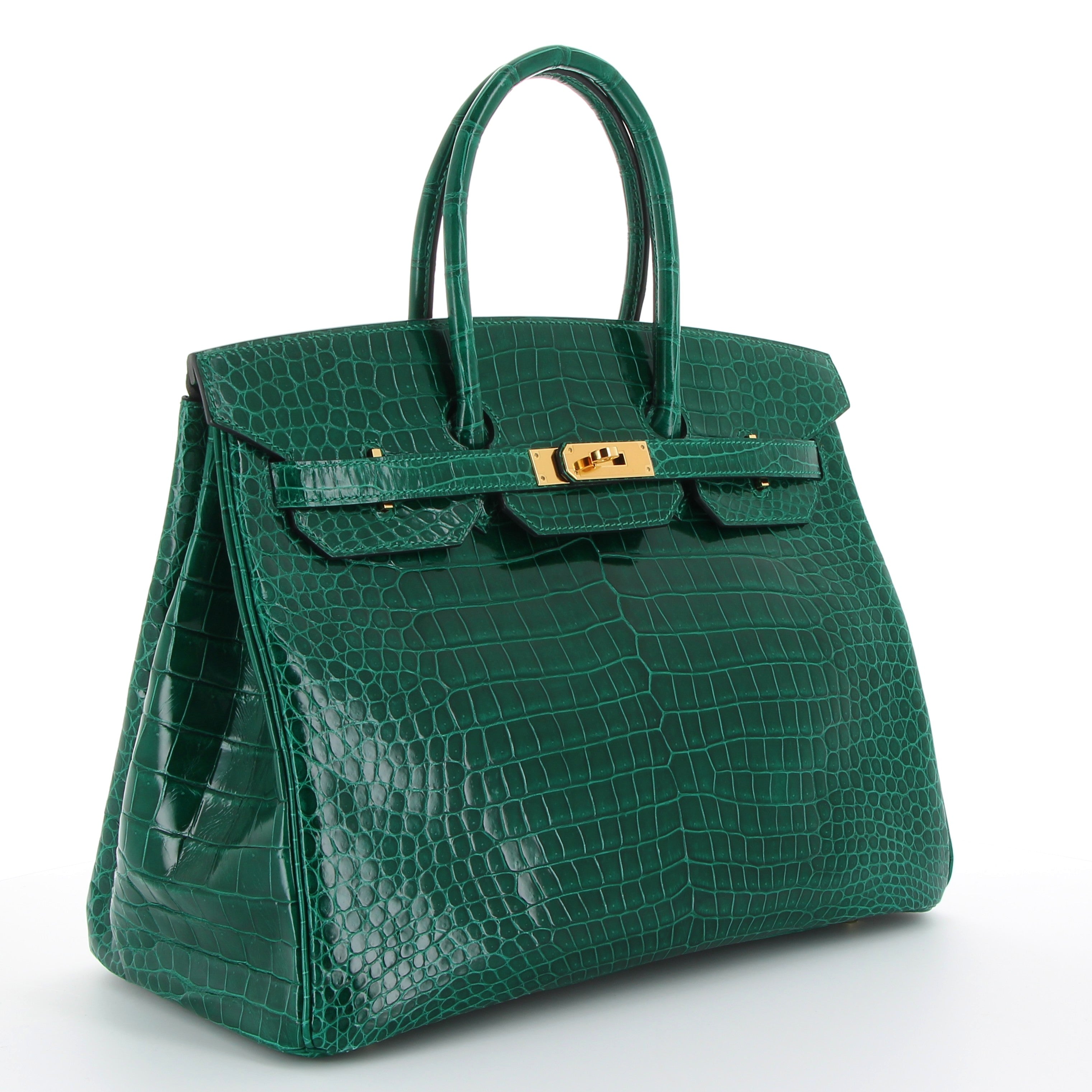 Hermès Birkin 35cm Vert Emeraude Crocodile Porosus with Gold Hardware