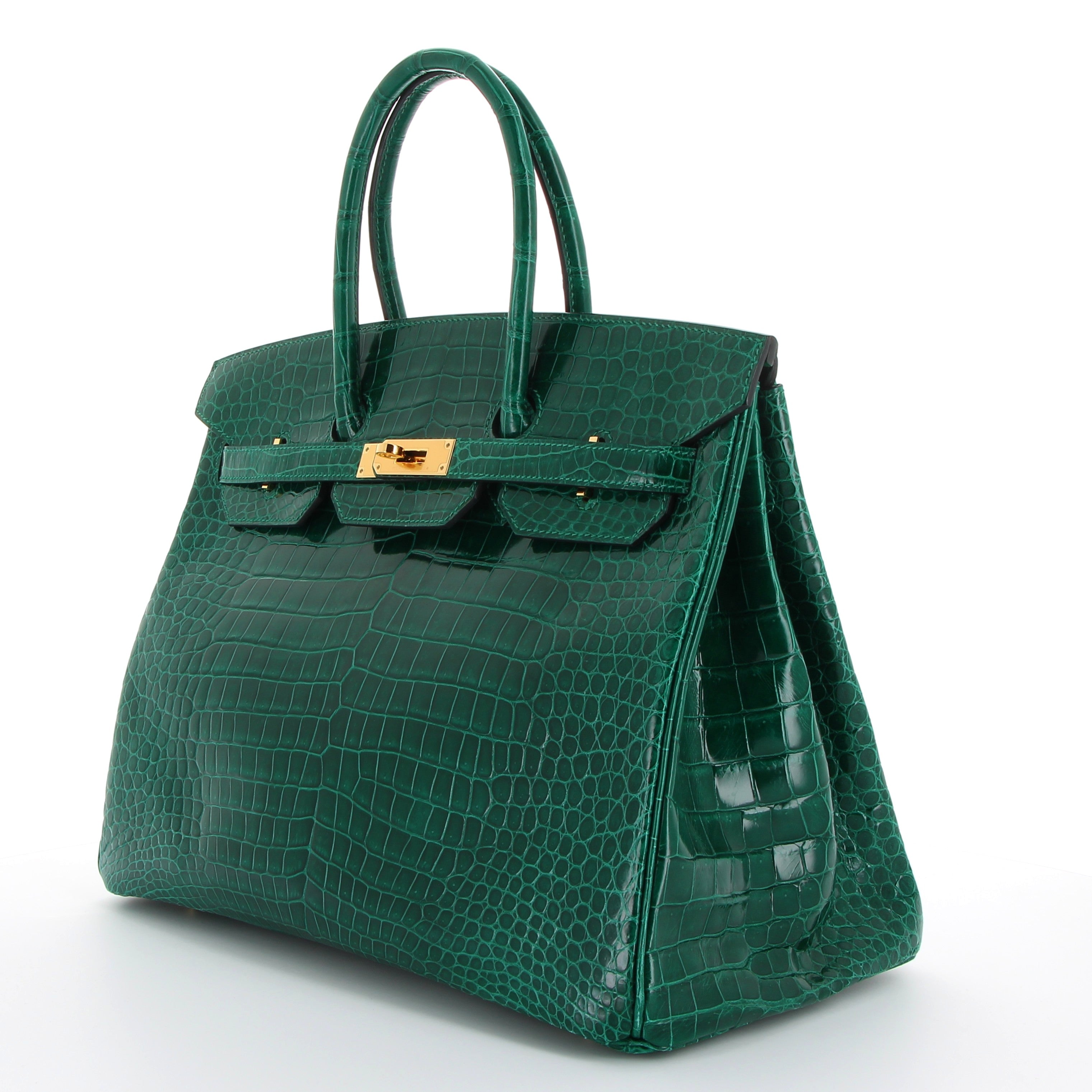 Hermès Birkin 35cm Vert Emeraude Crocodile Porosus with Gold Hardware