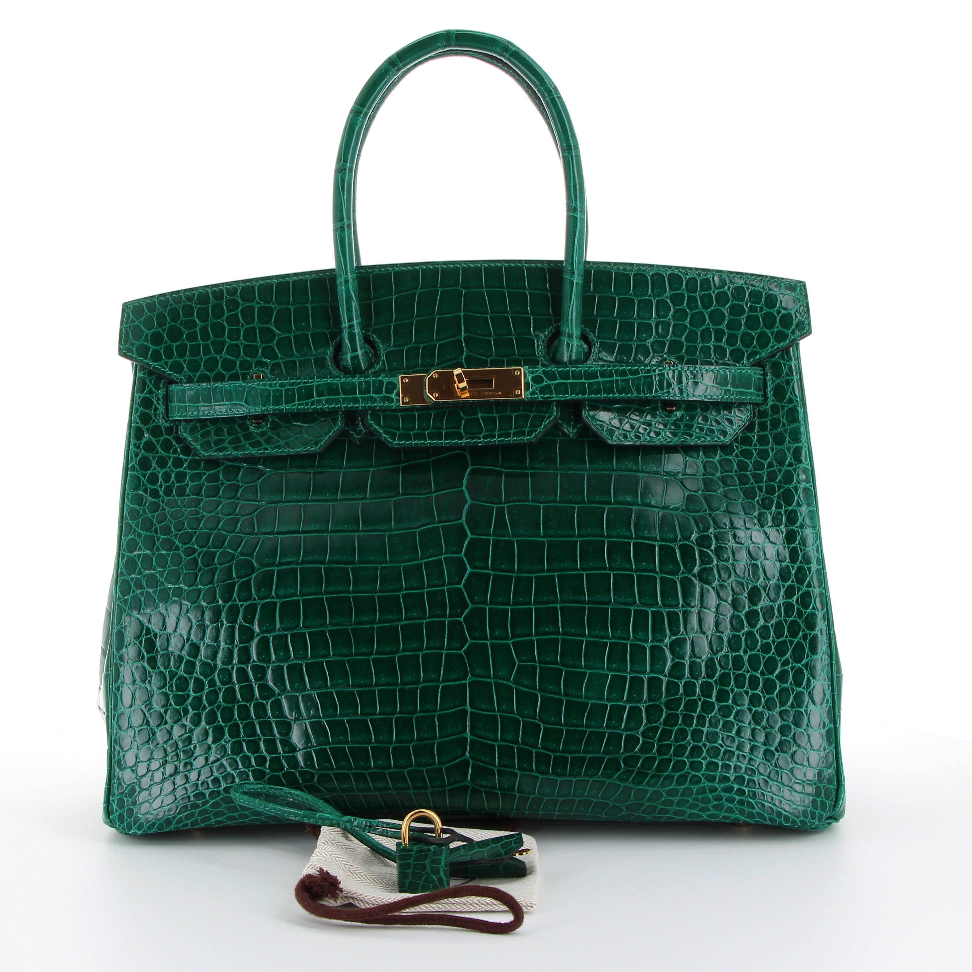 Hermès Birkin 35cm Vert Emeraude Crocodile Porosus with Gold Hardware
