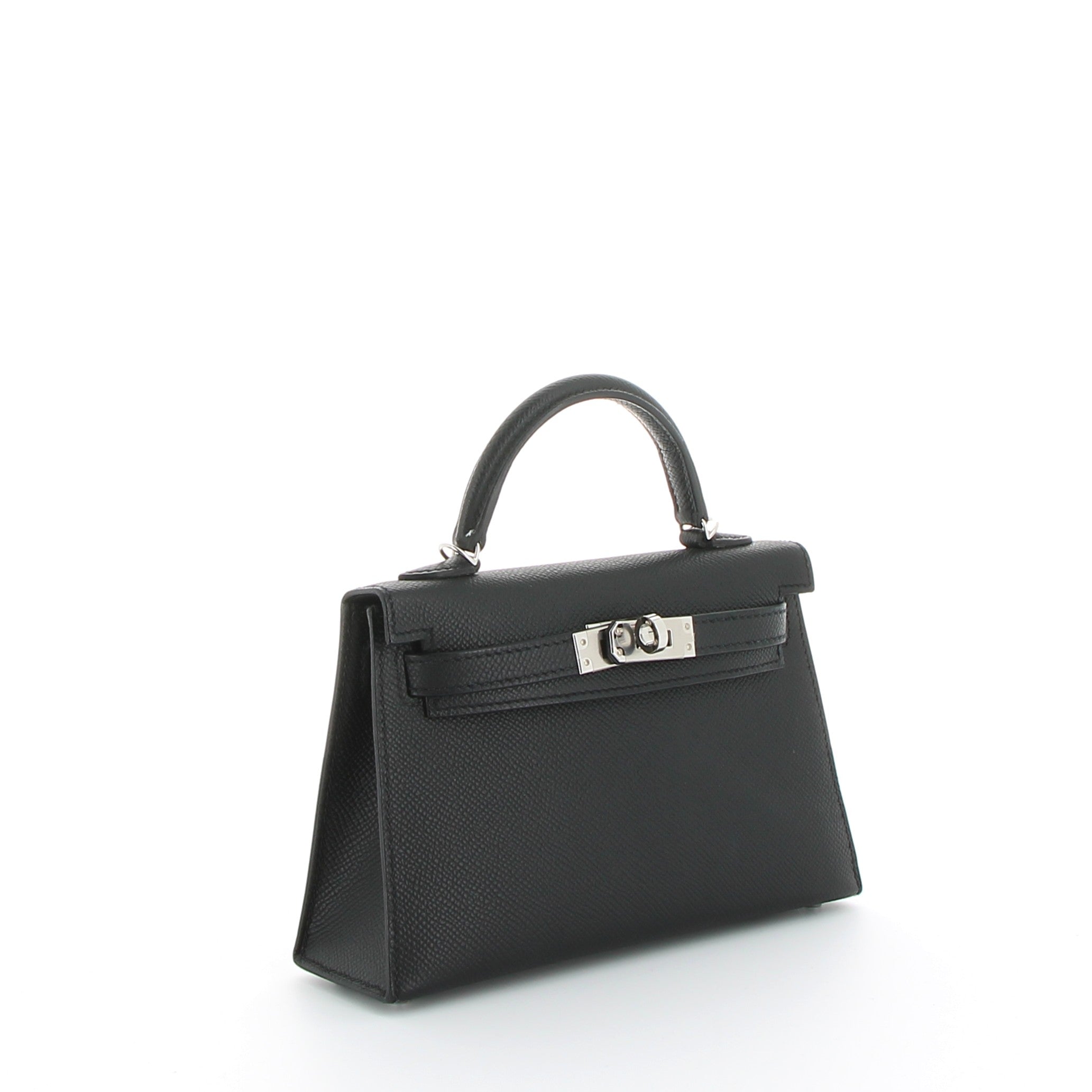 HERMES Kelly 20 Noir Epsom Leather Palladium Hardware