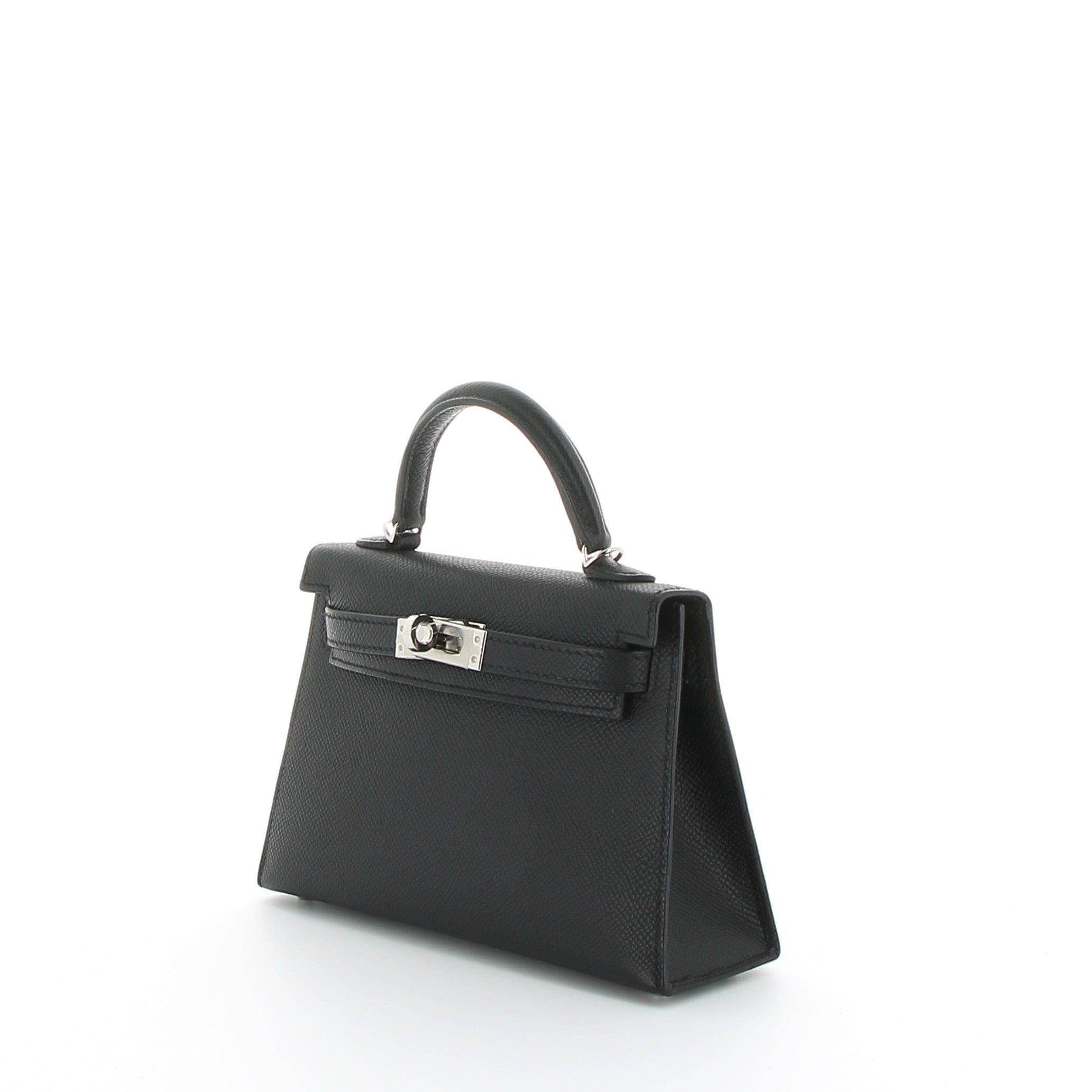 HERMES Kelly 20 Noir Epsom Leather Palladium Hardware