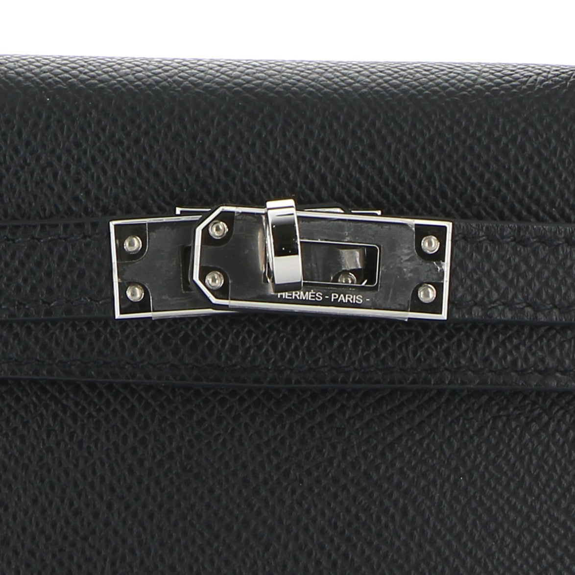 HERMES Kelly 20 Noir Epsom Leather Palladium Hardware
