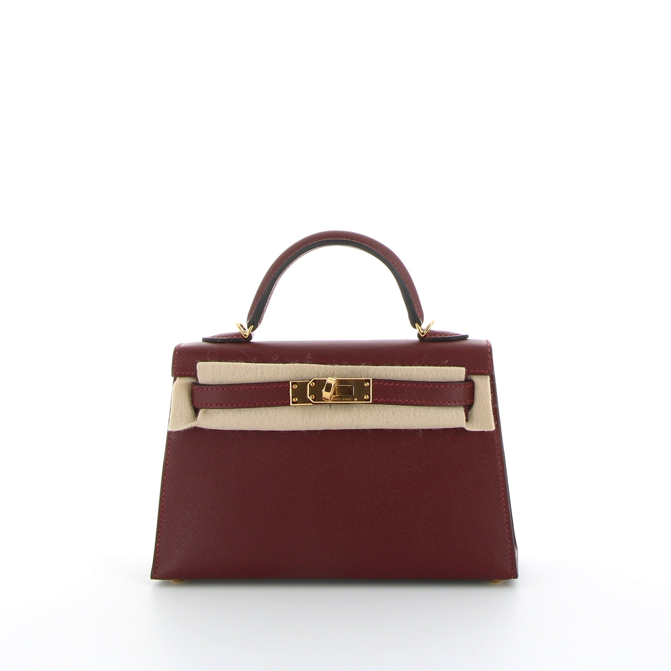 Hermès Mini Kelly 20cm in Bordeaux Epsom with Gold Hardware