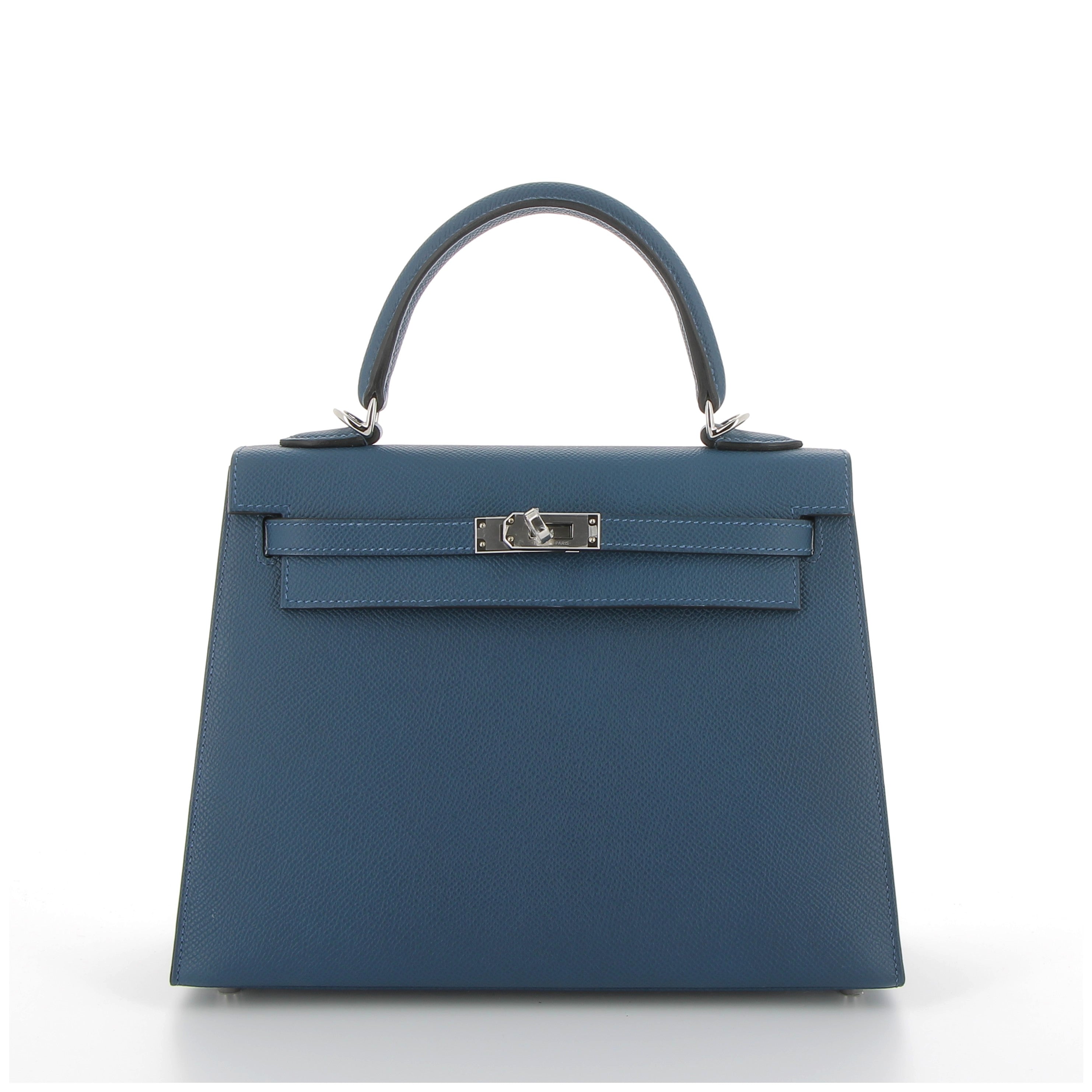Hermés Kelly 25cm in Deep Bleu Epsom with Palladium